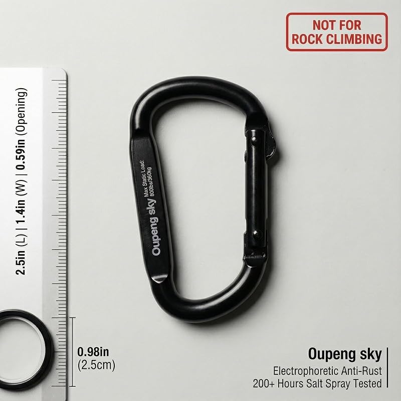 Mosquetón anillo D 800lb clip multiusos camping
