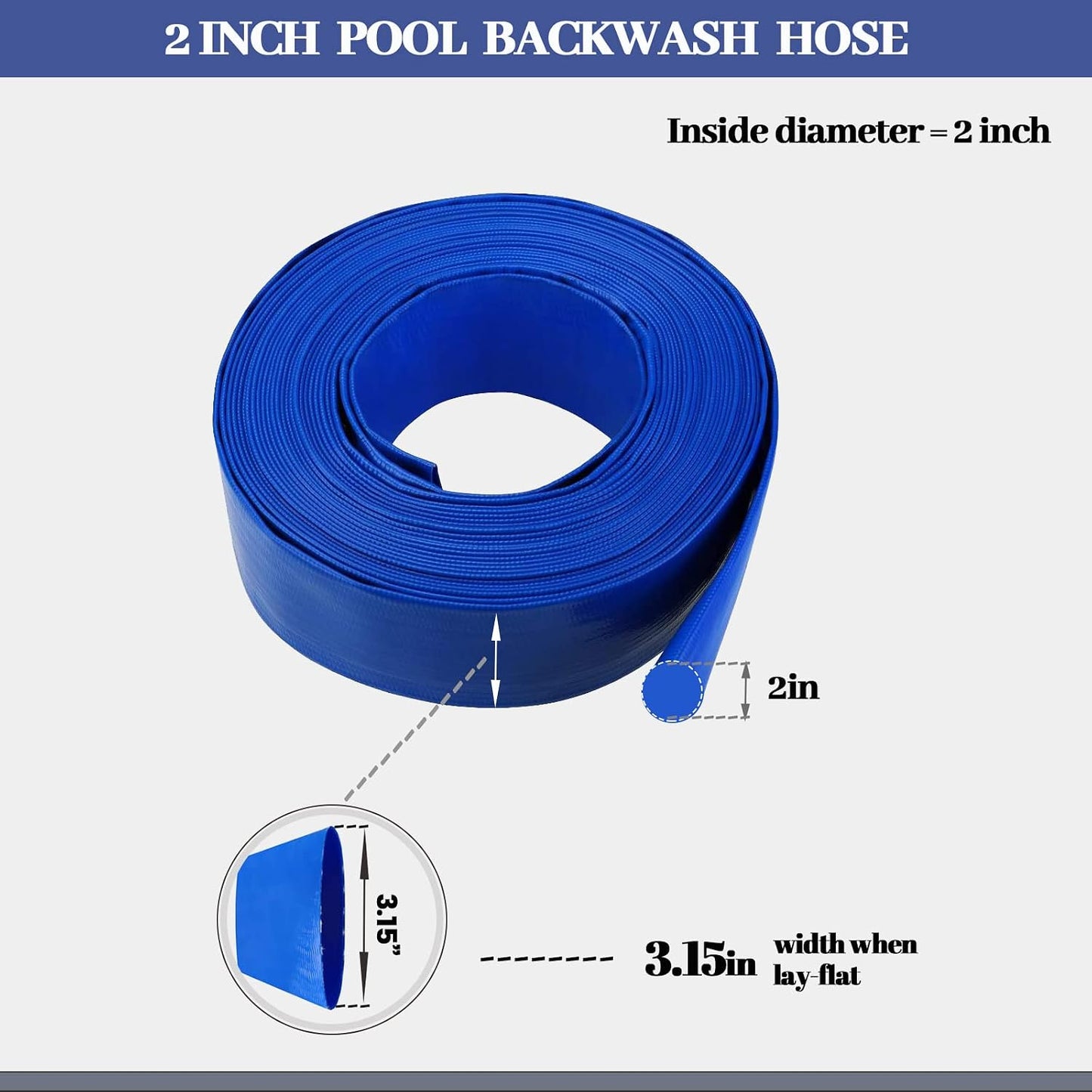 Manguera retrolavado piscina 2pulg x25ft resistente intemperie