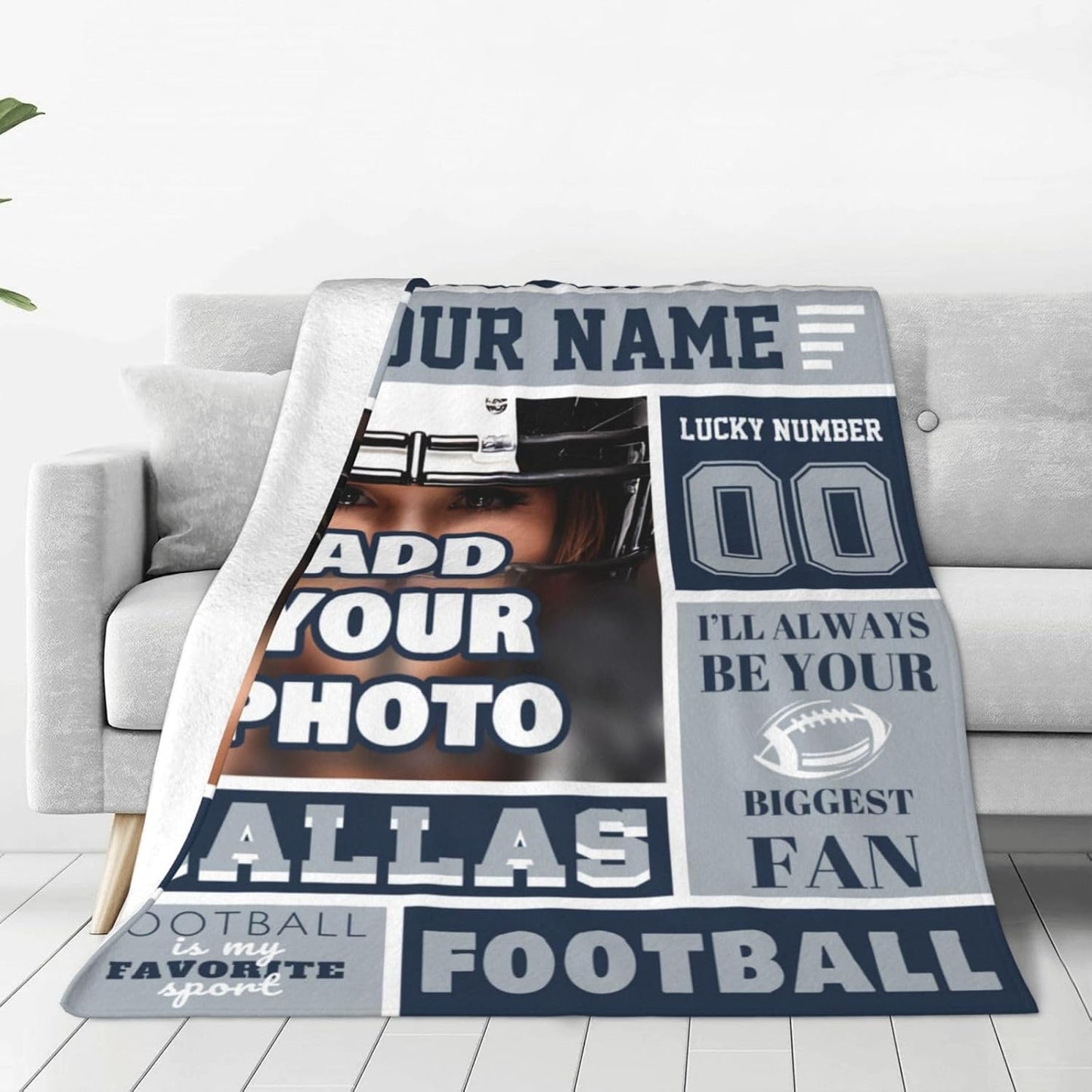 Manta personalizada Dallas con nombre y número fútbol