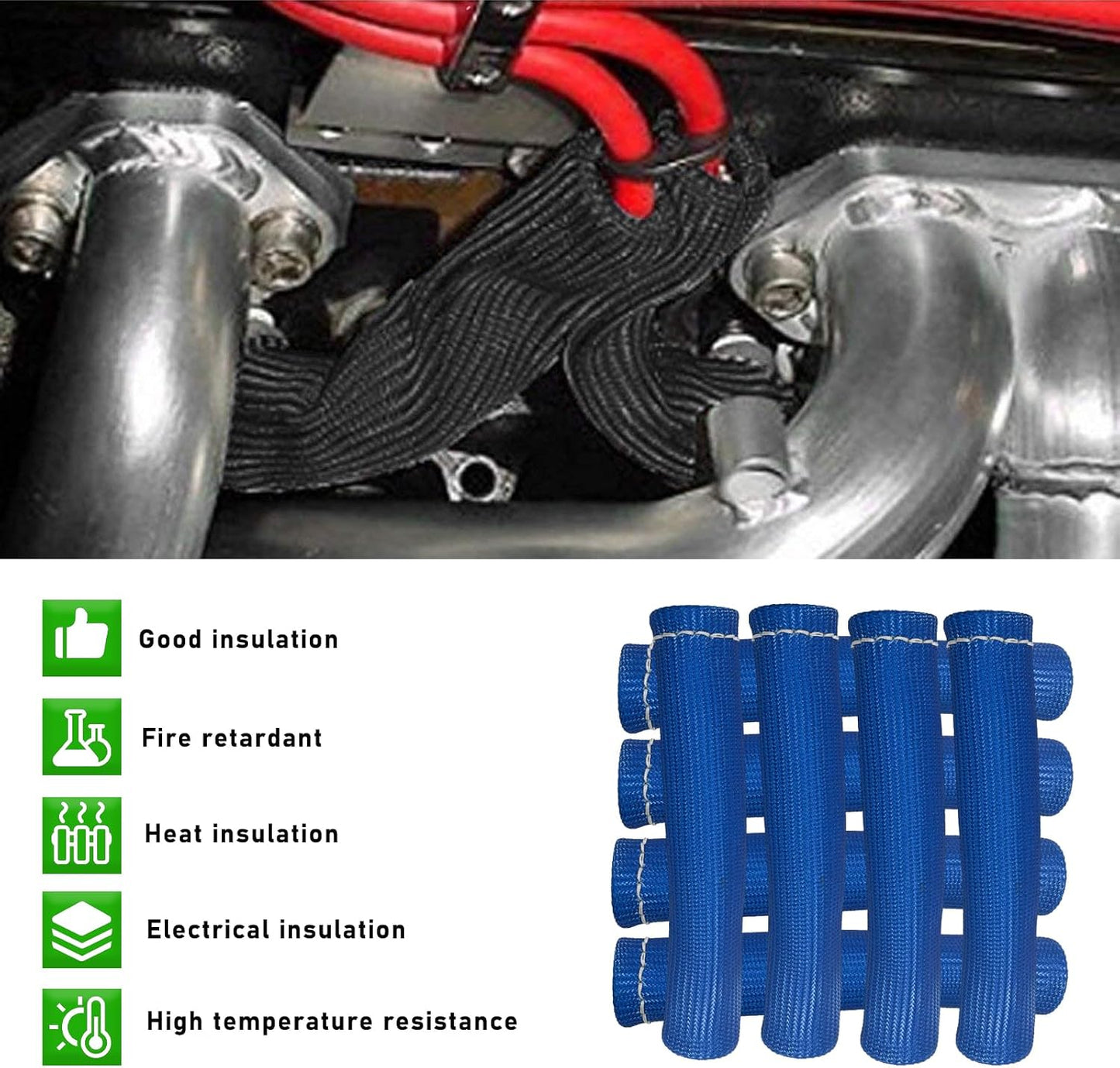 8 Botas Alambre Bujía Aislante 6pulg 1200° Azul