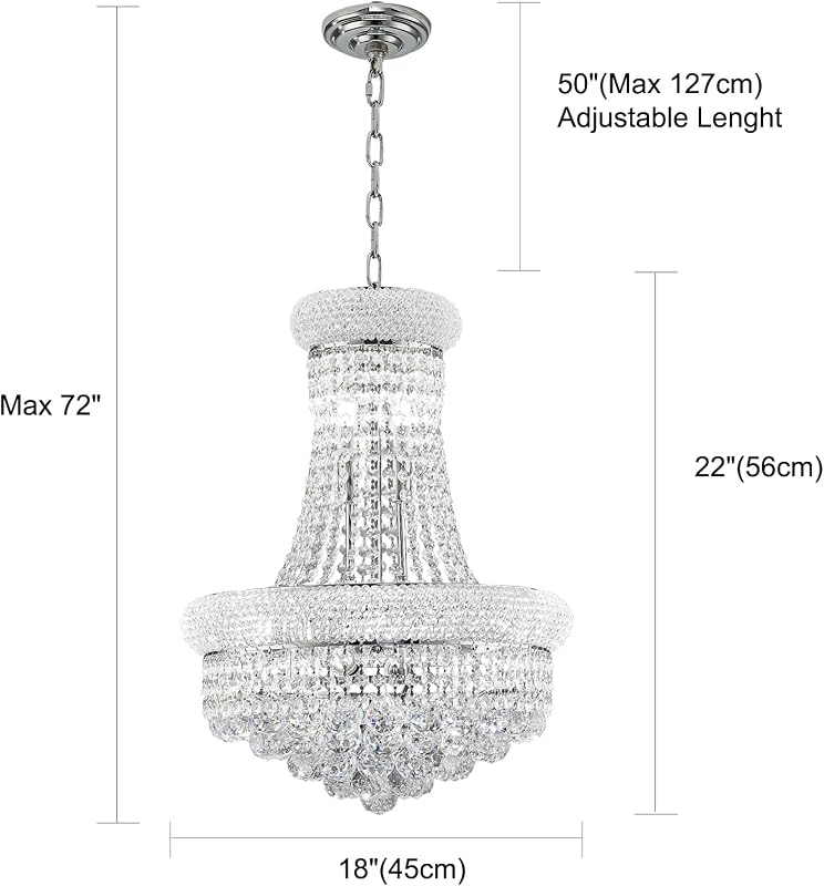 Araña cristal estilo imperio 10 luces cromado comedor sala