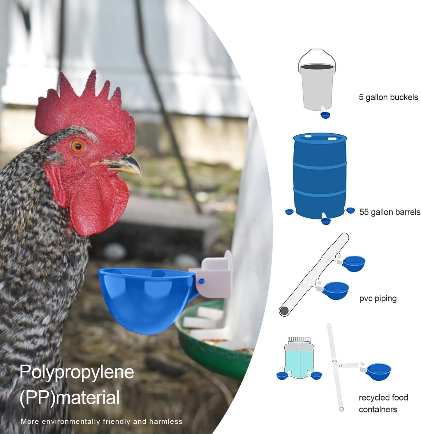 Bebedero para aves pollo pato ganso azul accesorios T