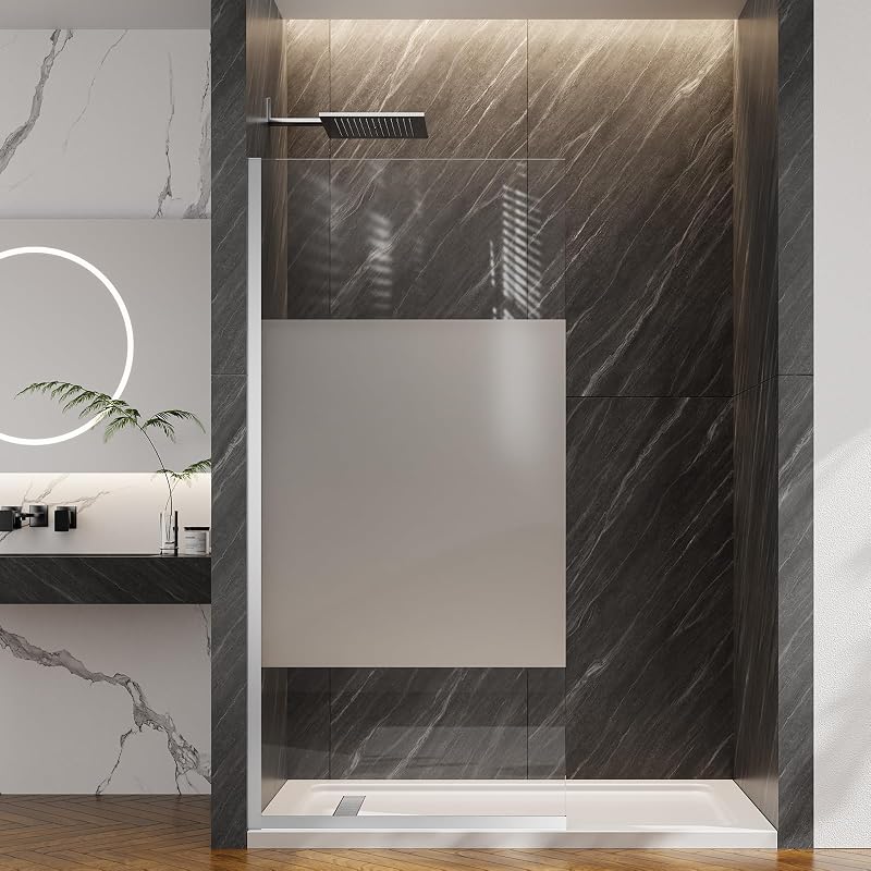 Pantalla ducha 36x76pulg vidrio templado fija con herrajes