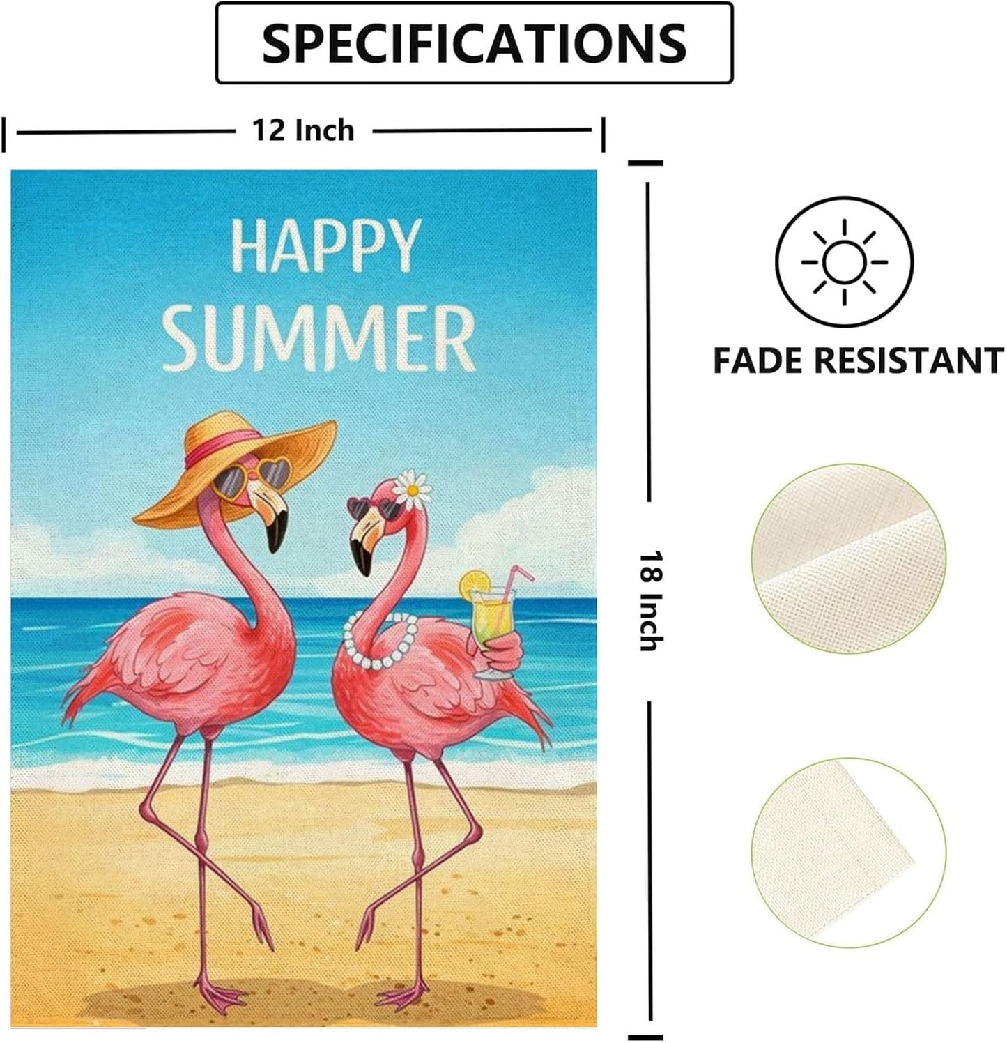 Bandera jardín playa 12x18pulg doble cara verano
