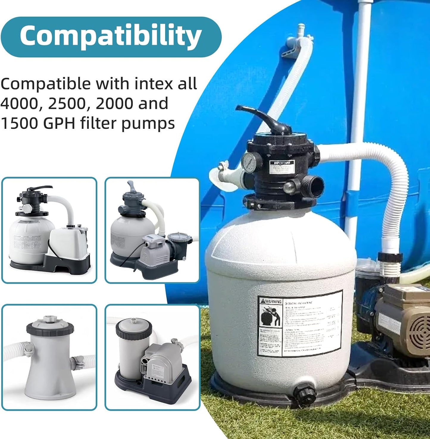4 Conectores manguera piscina 1.25-1.5" Intex