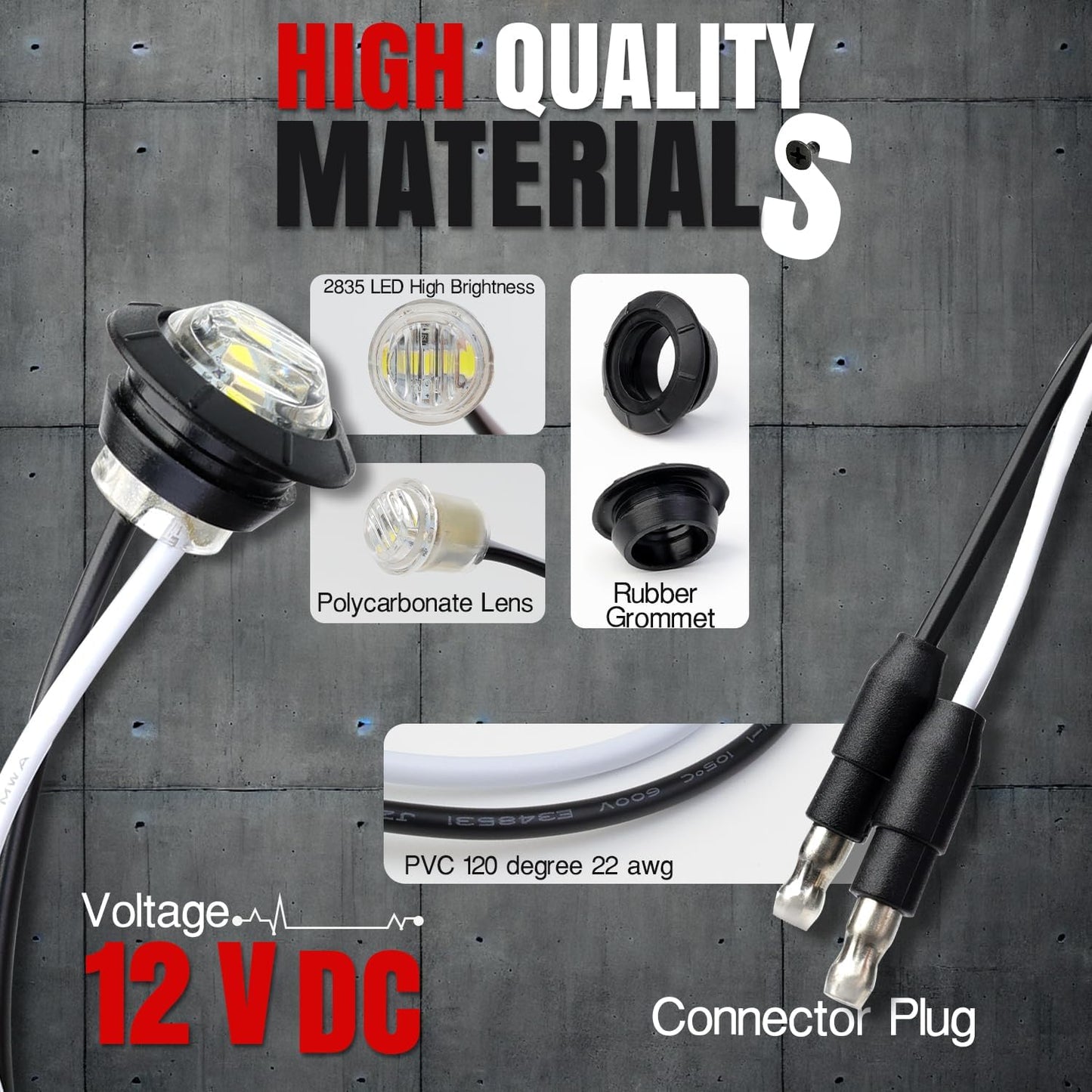 20 Luces LED blancas con conector enchufe delanteras traseras