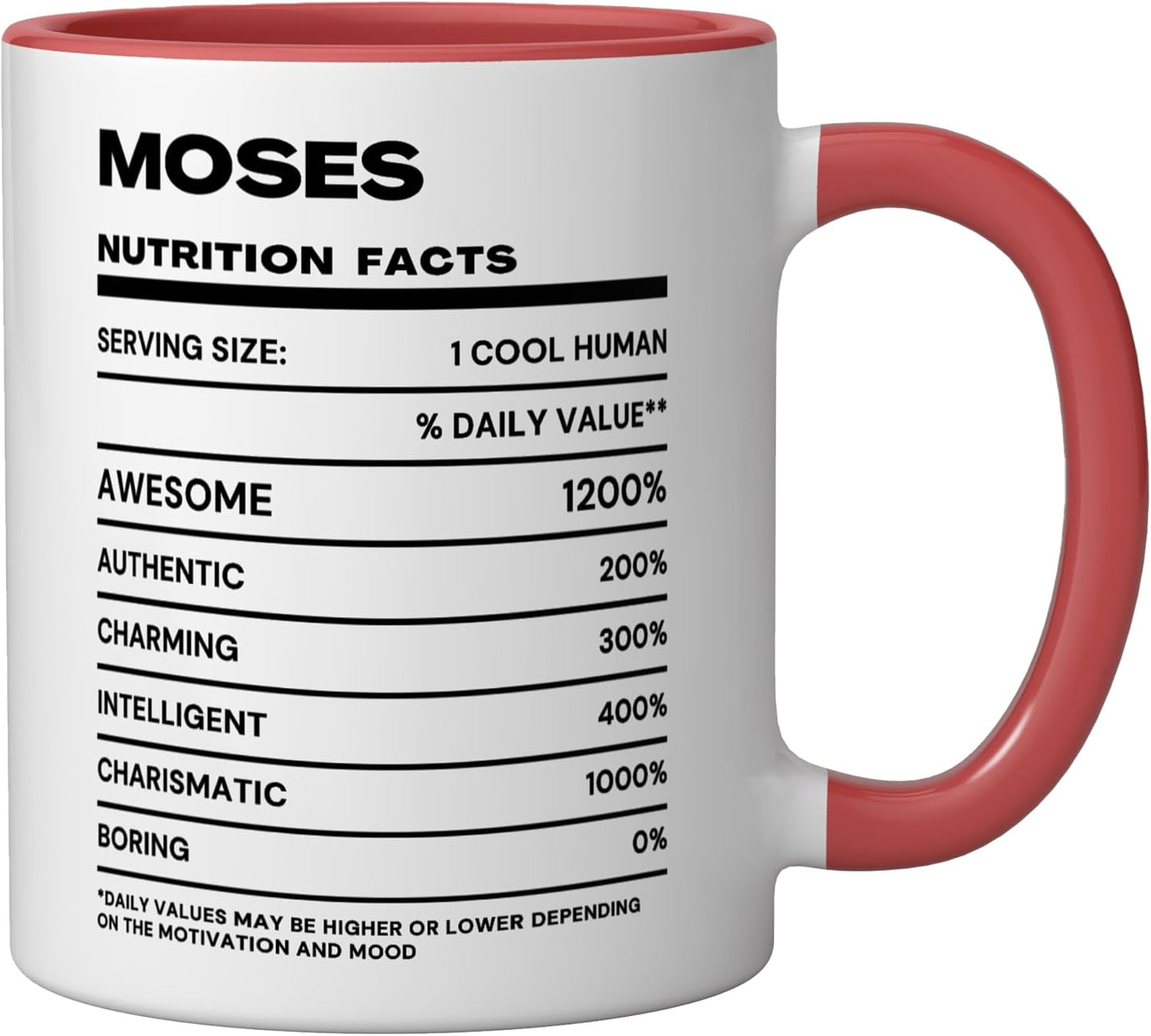Taza Cerámica Moses Nutrition Facts Roja/Blanca