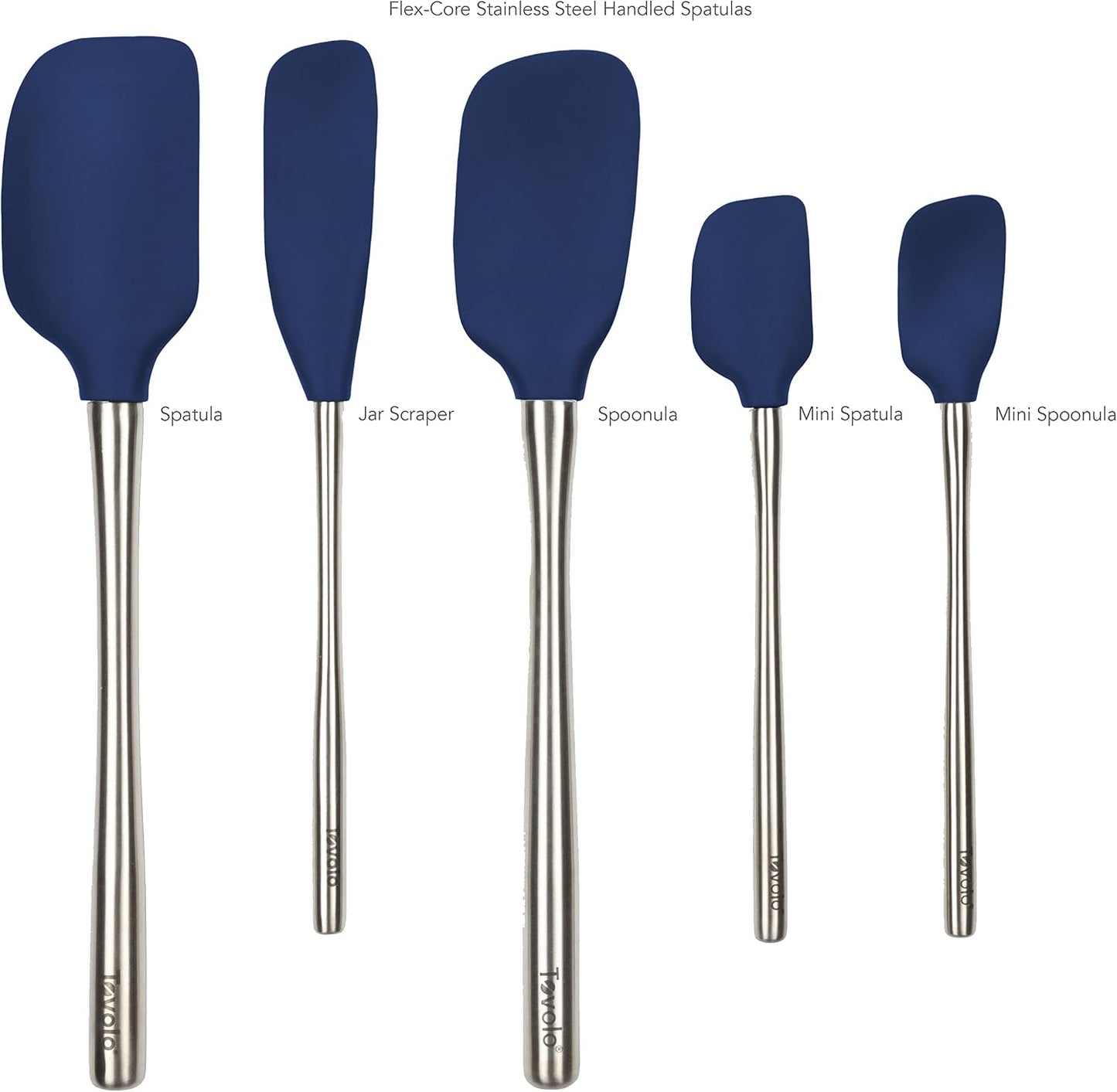Set 5 espátulas acero inox núcleo flexible cocina