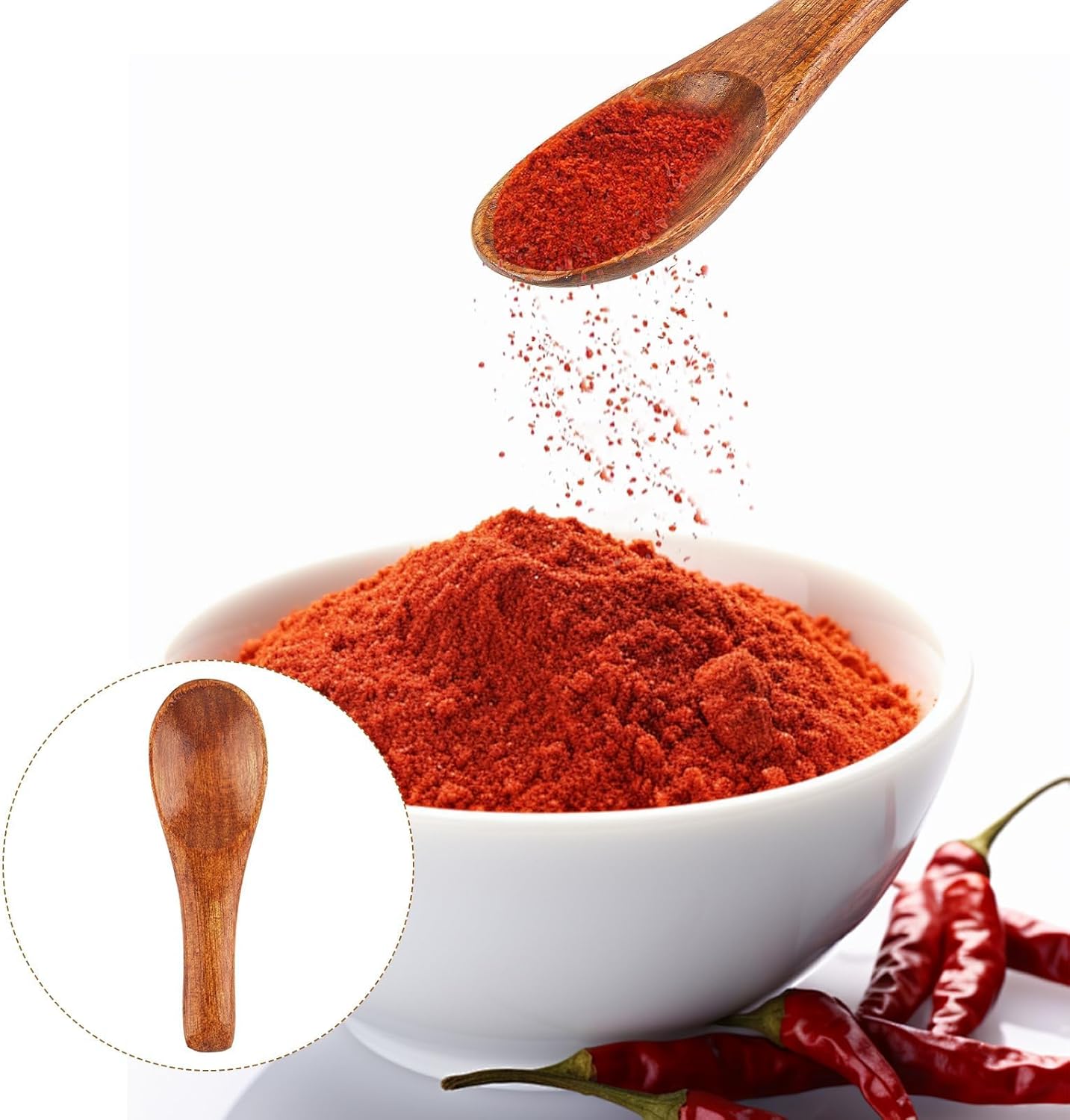 3 Cucharas Madera Rojo y Marrón para Especias 2.36pulg