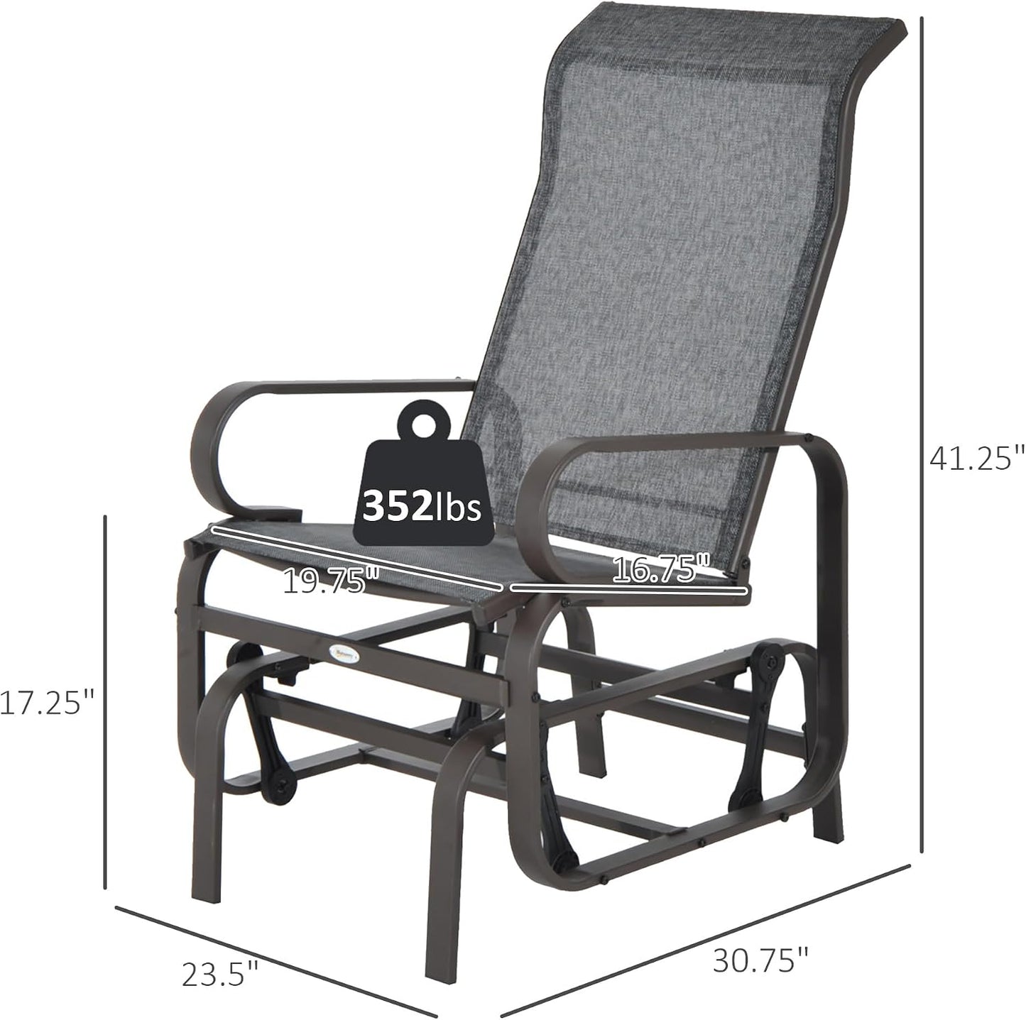 Silla planeadora patio balanceo suave marrón/gris