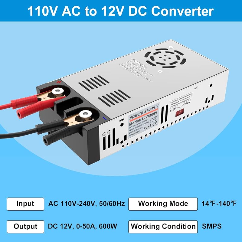 Convertidor CA a CC 110V/120V a 12V 600W