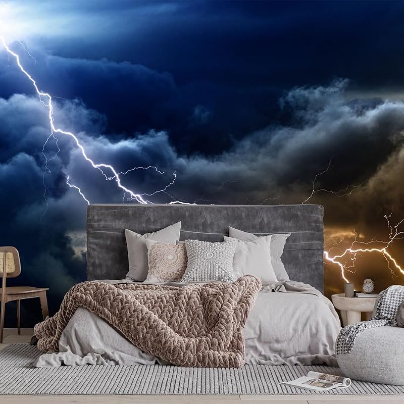 Papel tapiz nube oscura relámpago para niños dormitorio sala
