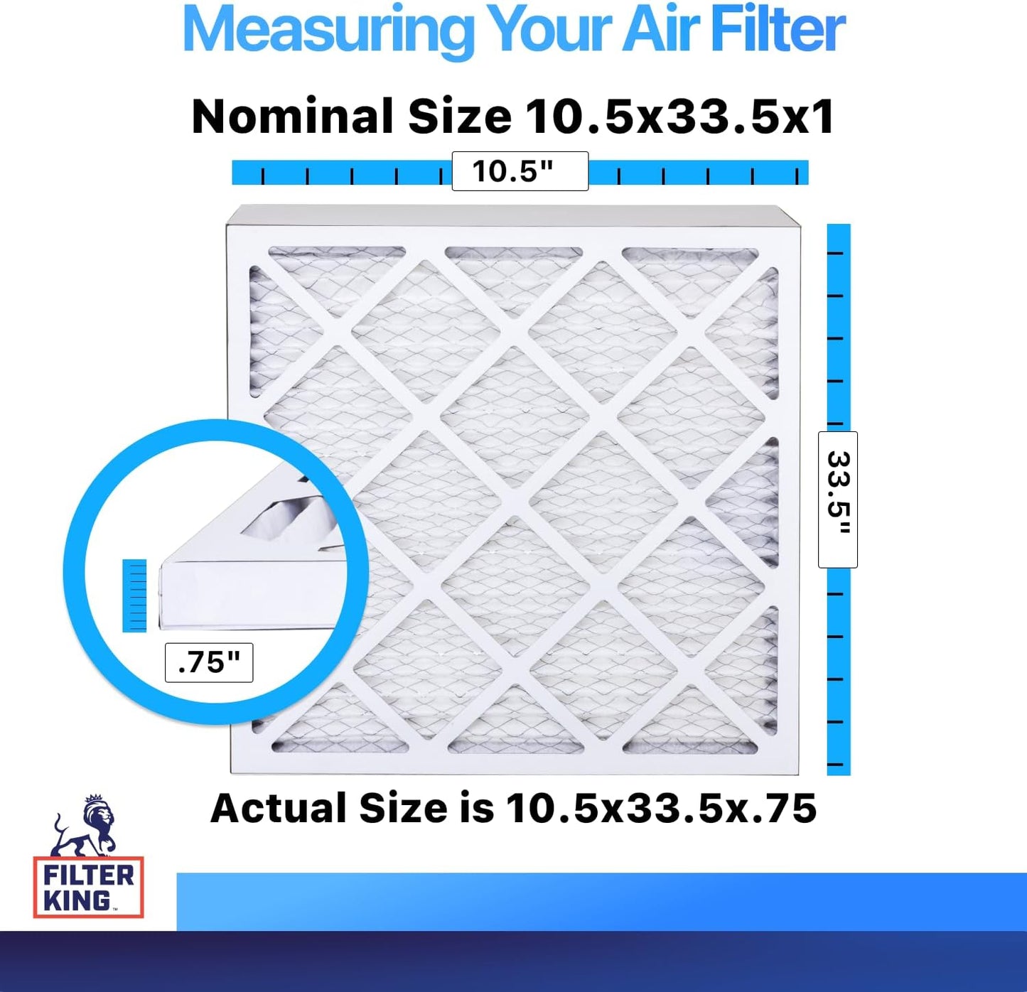 Filtro aire HVAC MERV 8 plisado 10.5x33.5x0.75pulg