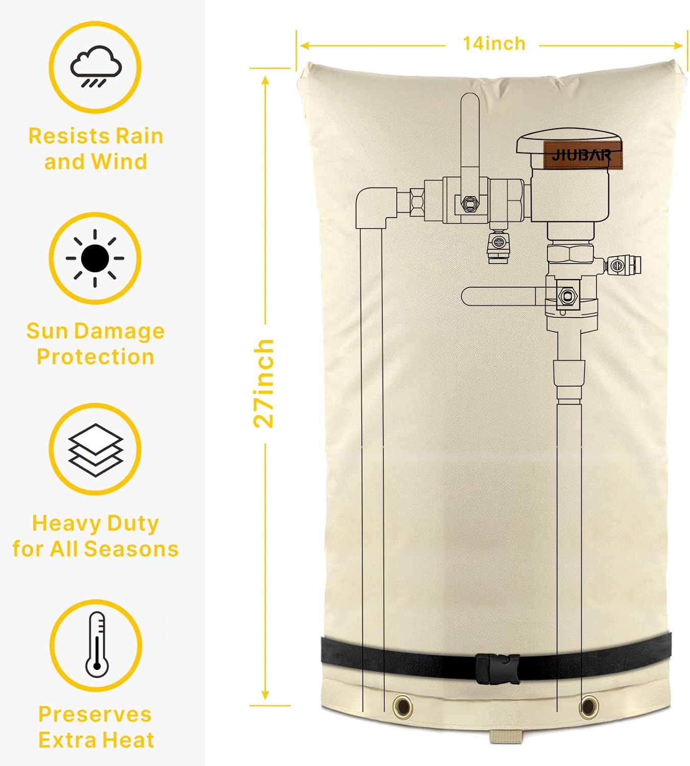 Funda aislante reflujo 14x27pulg cubierta válvula rociador