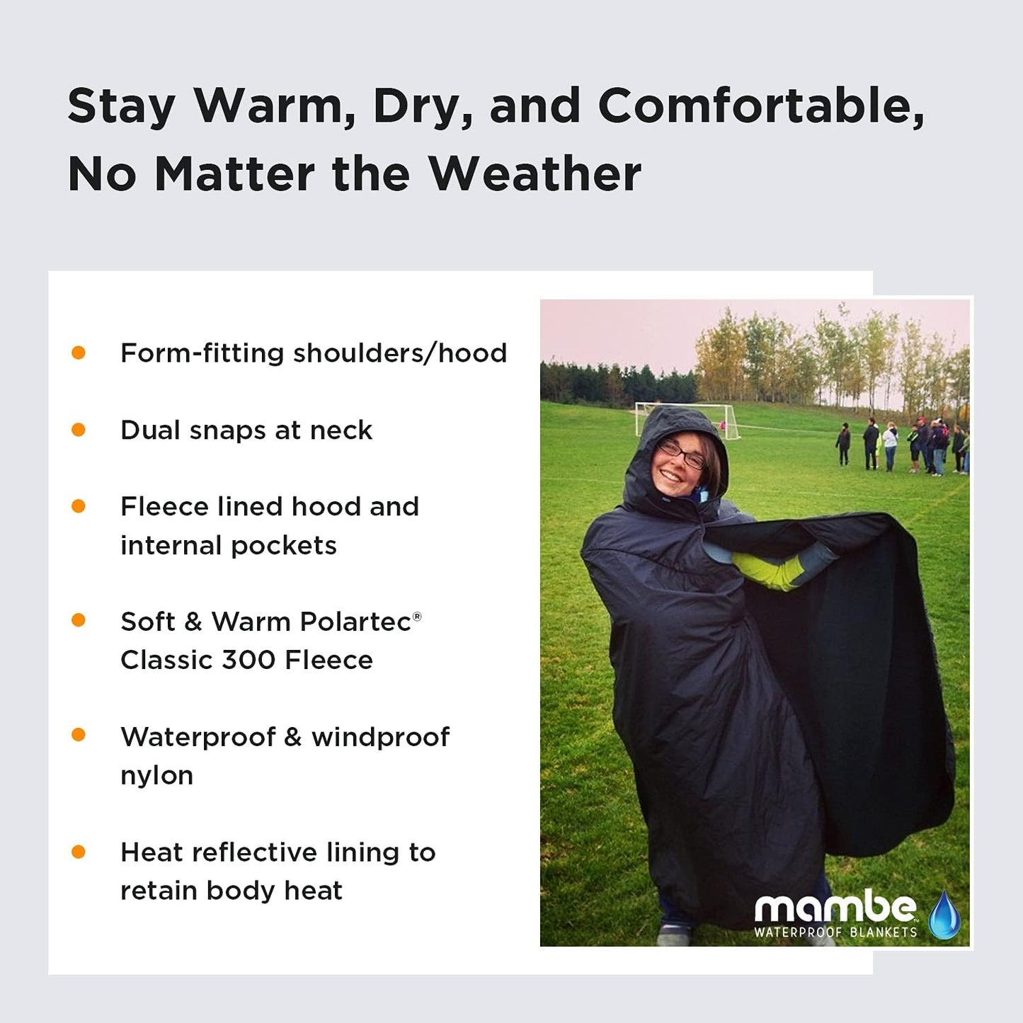 Manta protectora exterior impermeable antiviento con capucha