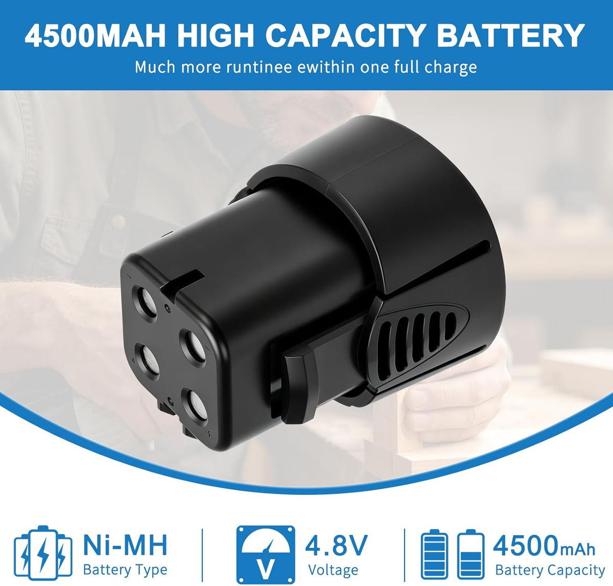 Batería Ni-MH 4.8V 4.5Ah para Dremel 7300-PT