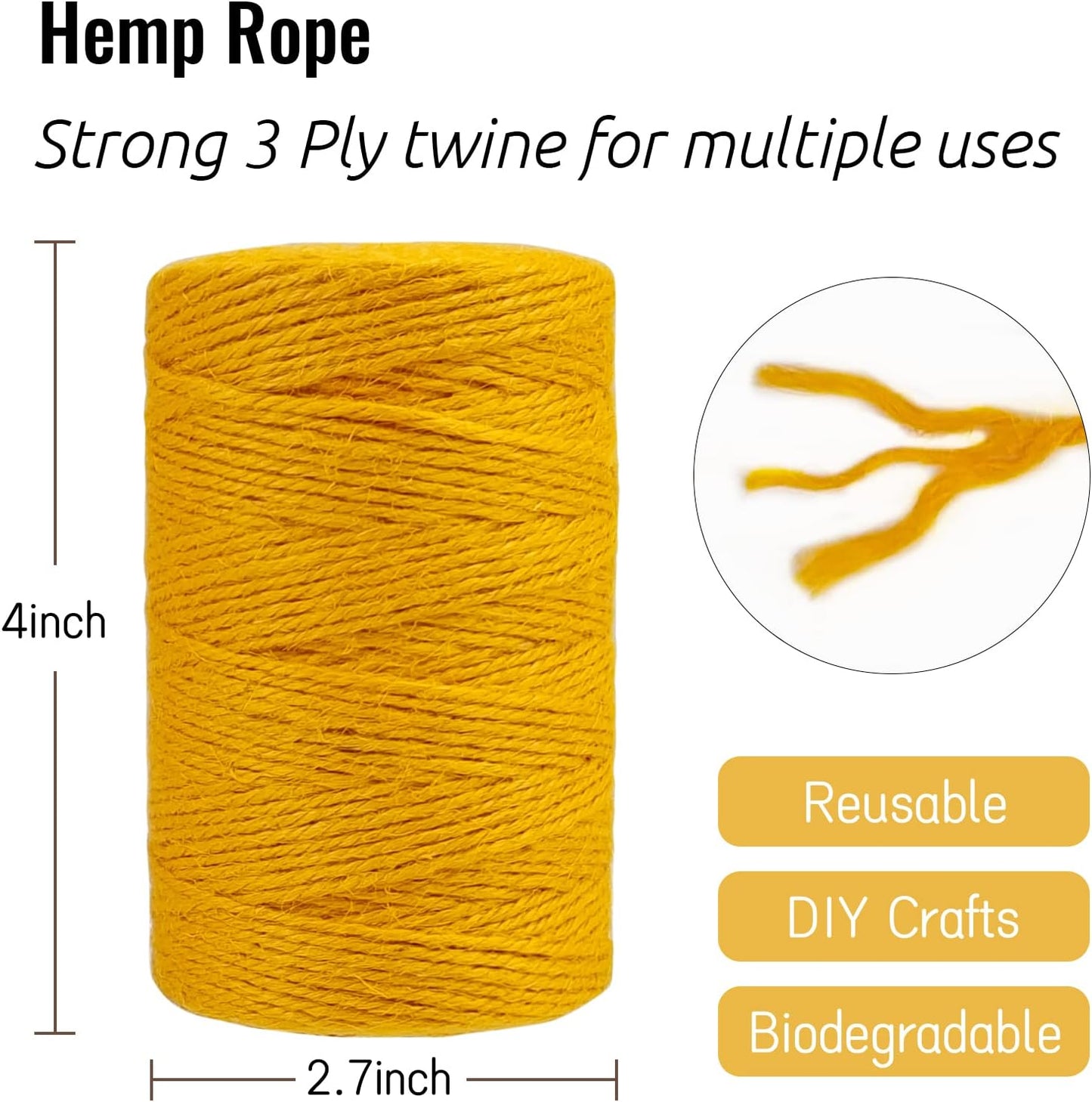 Cuerda yute 0.079pulg 656ft para jardinería y decoración