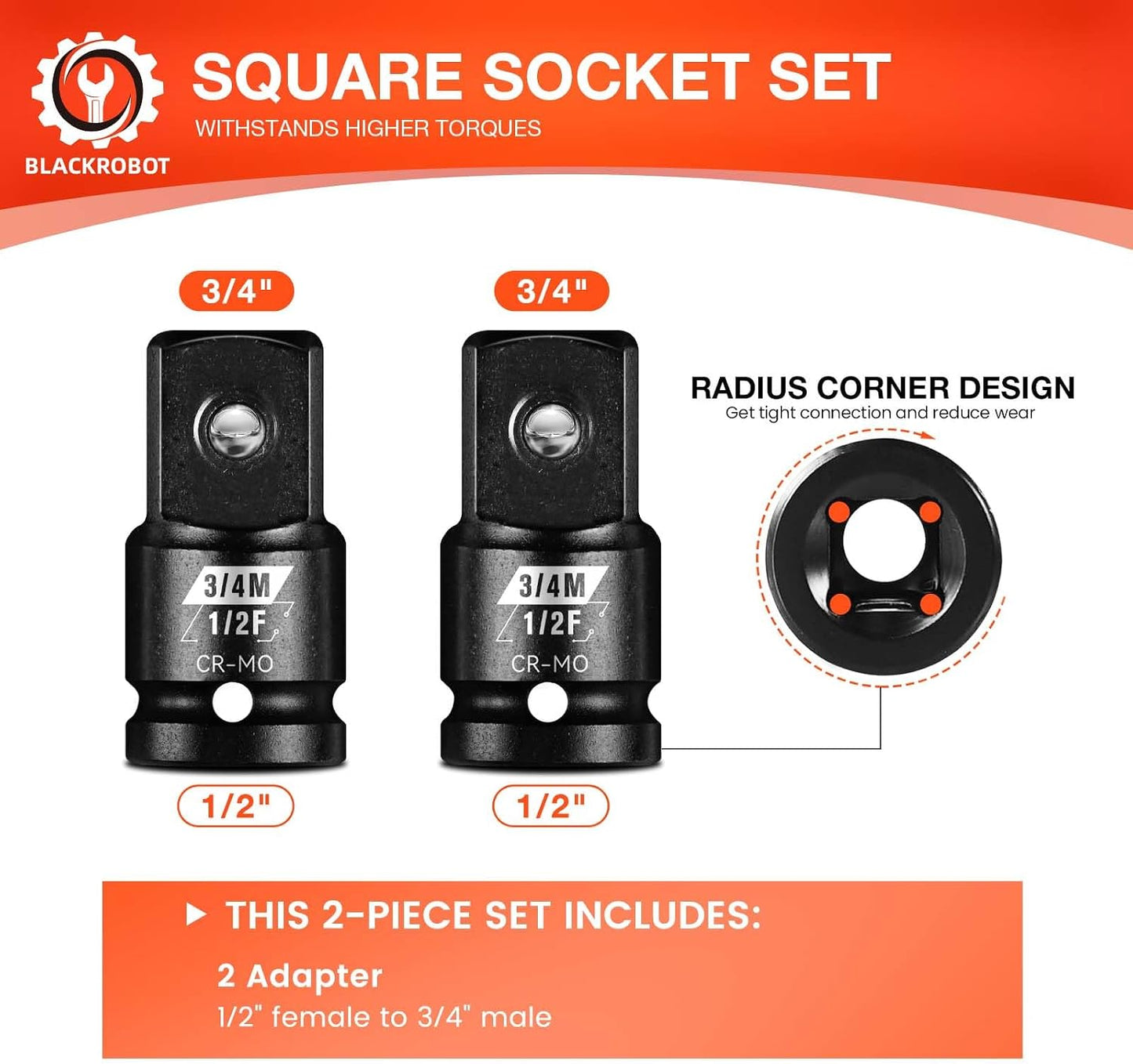 Set 2 adaptadores enchufe 1/2