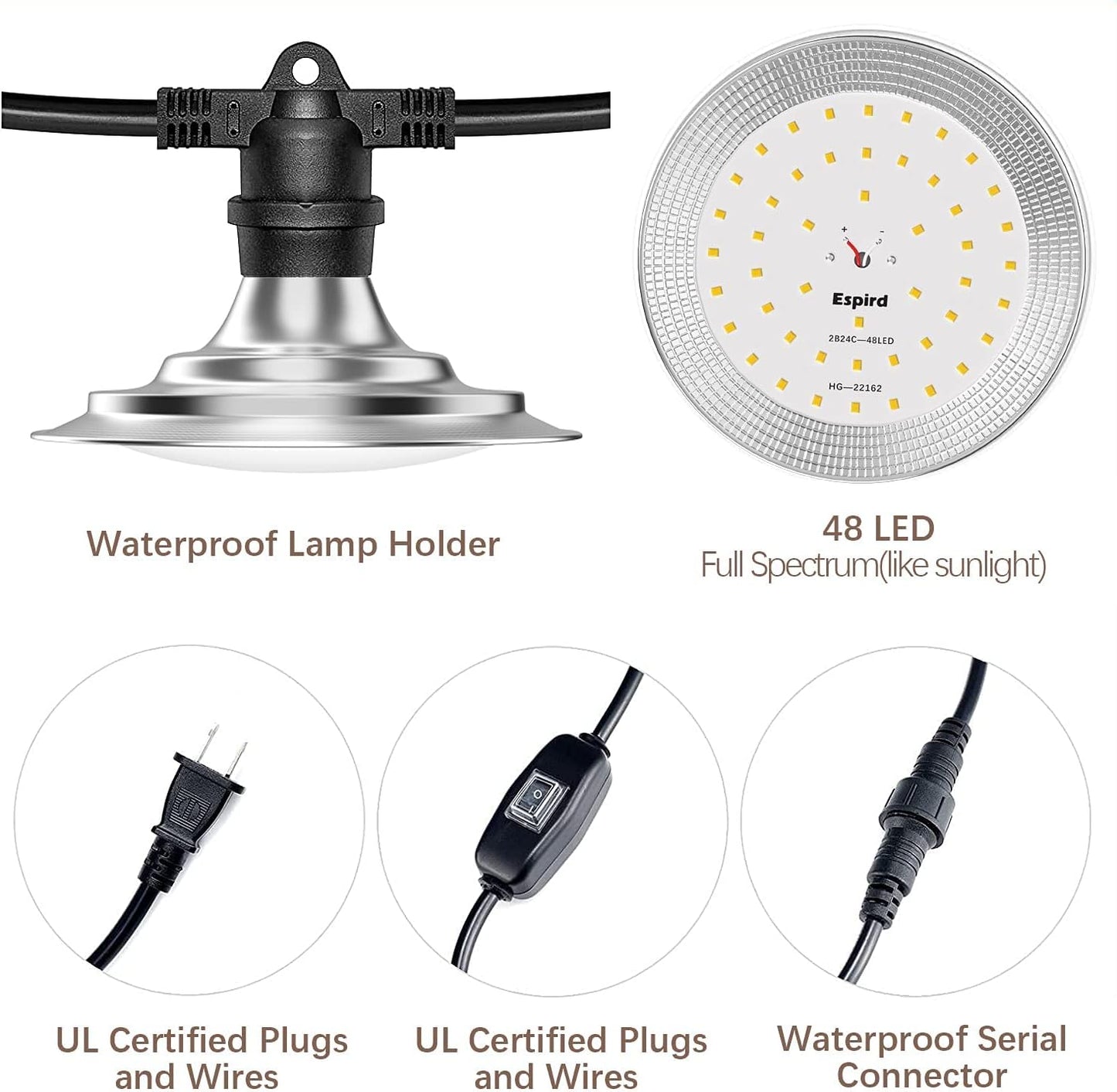 Luces LED cultivo invernadero impermeables espectro completo