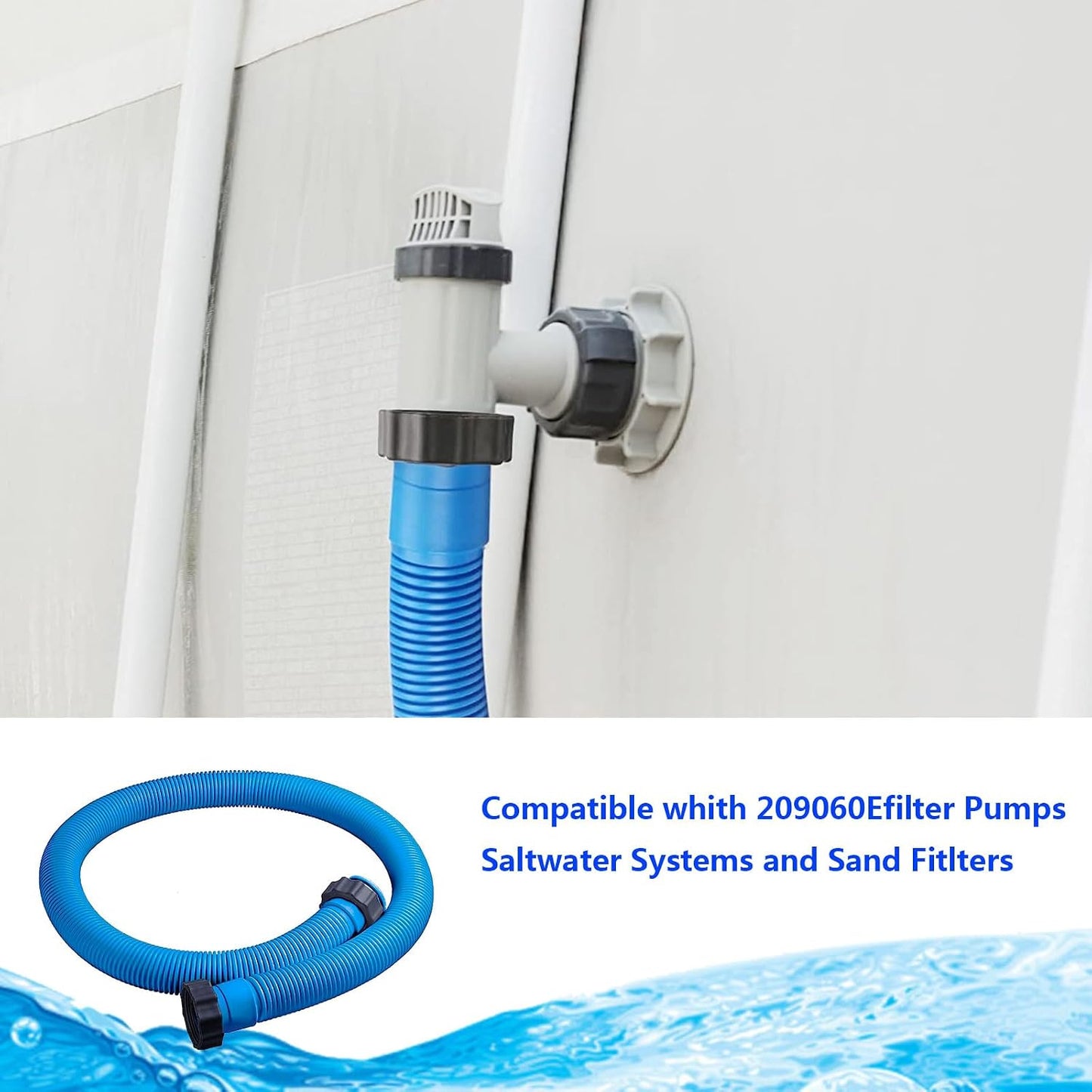 Manguera repuesto bomba piscina 1-1/2pulg 59pulg filtros arena y sal pack 2 azul