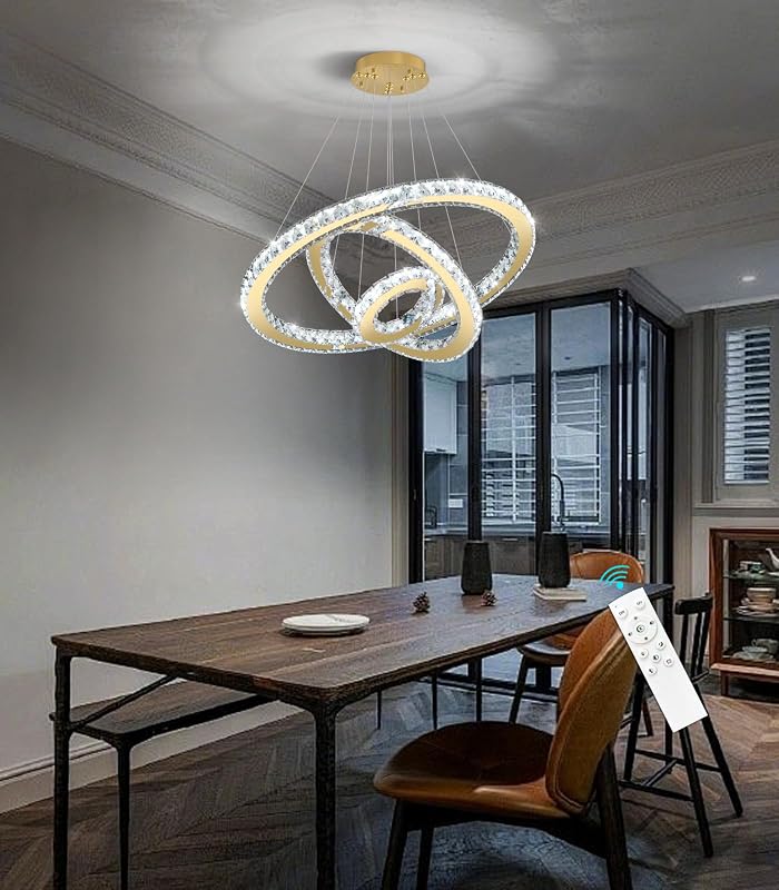 Lámpara de techo LED ajustable acero inox 3 anillos dorado