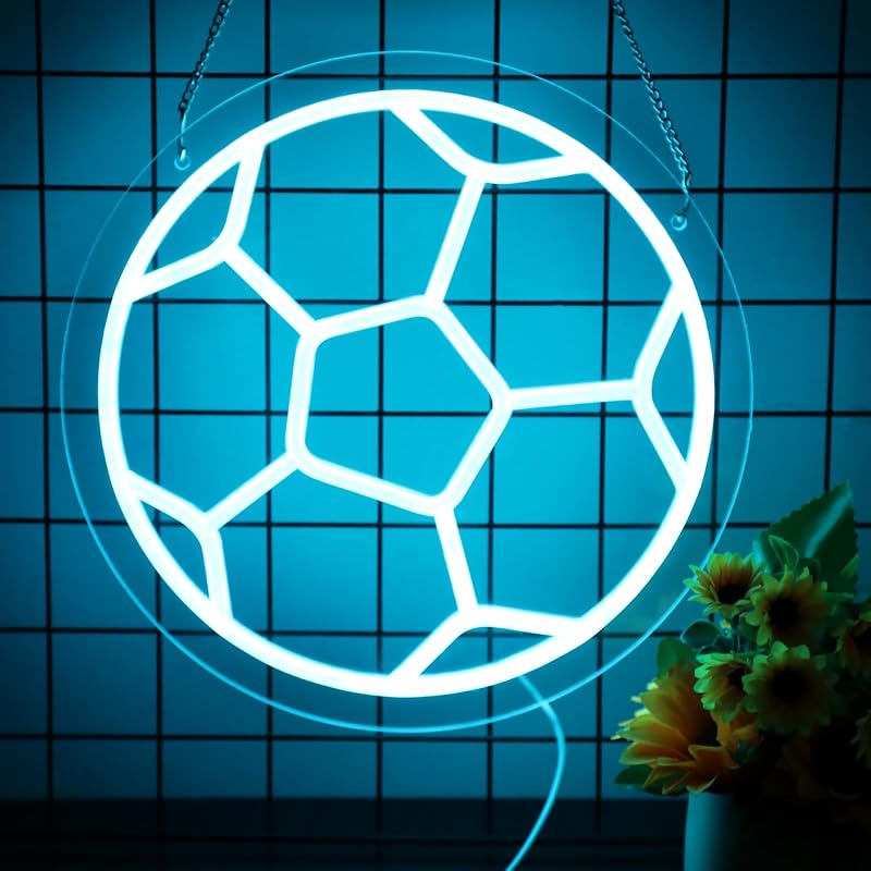 Letrero neón fútbol 16" regulable USB decoración deportiva