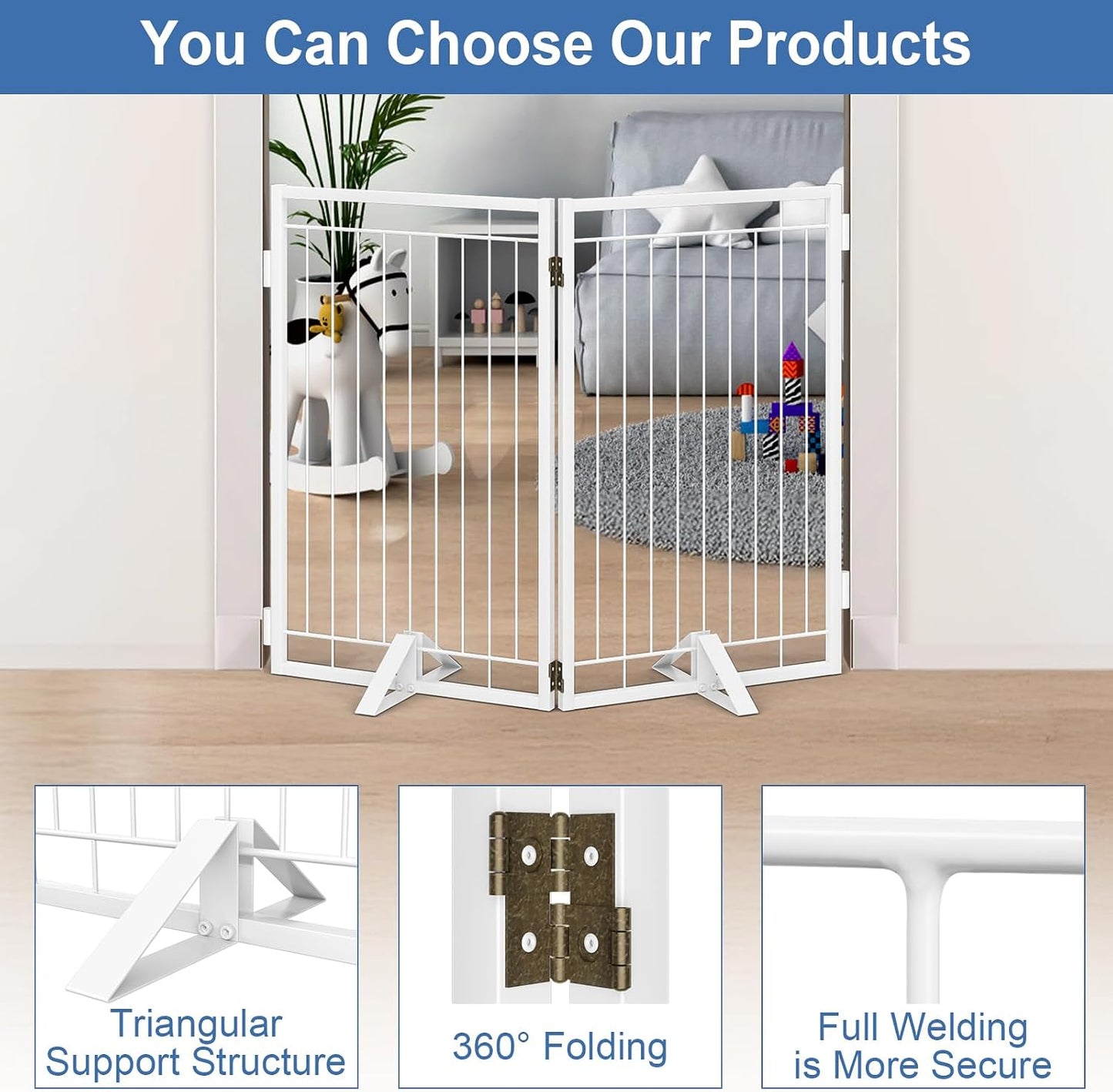 Puerta plegable metal para perros gatos 40pulg