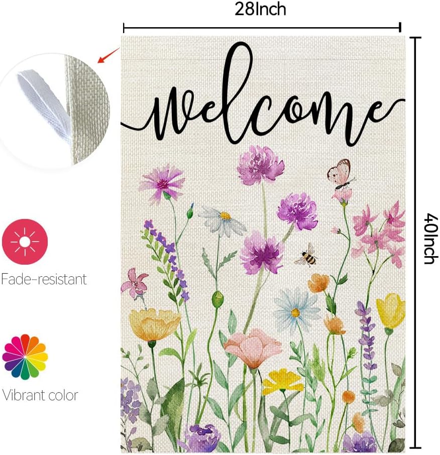 Bandera primavera floral 28x40pulg doble cara
