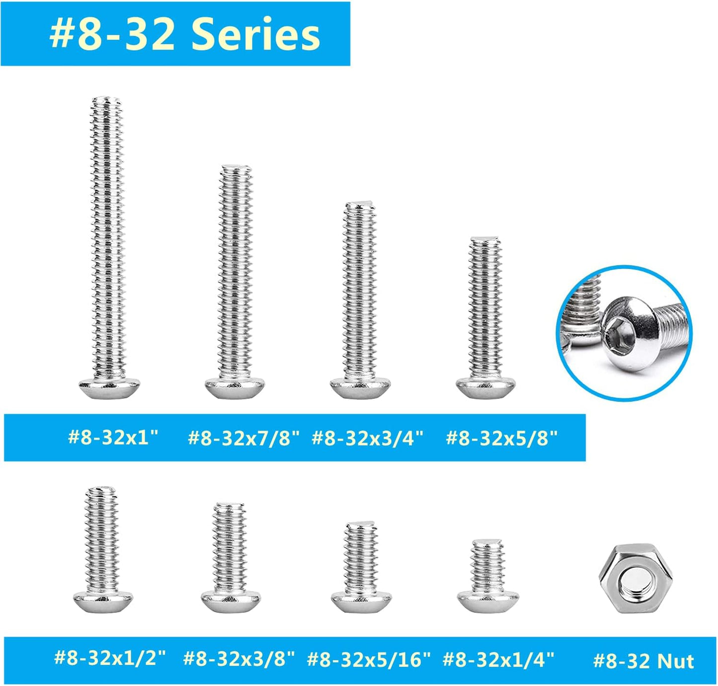 Kit tornillos acero inox 304 cabeza botón