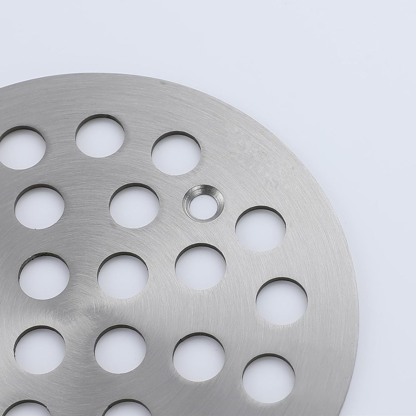 Rejilla drenaje piso acero inox 304 rosca 4-1/4 pulg níquel