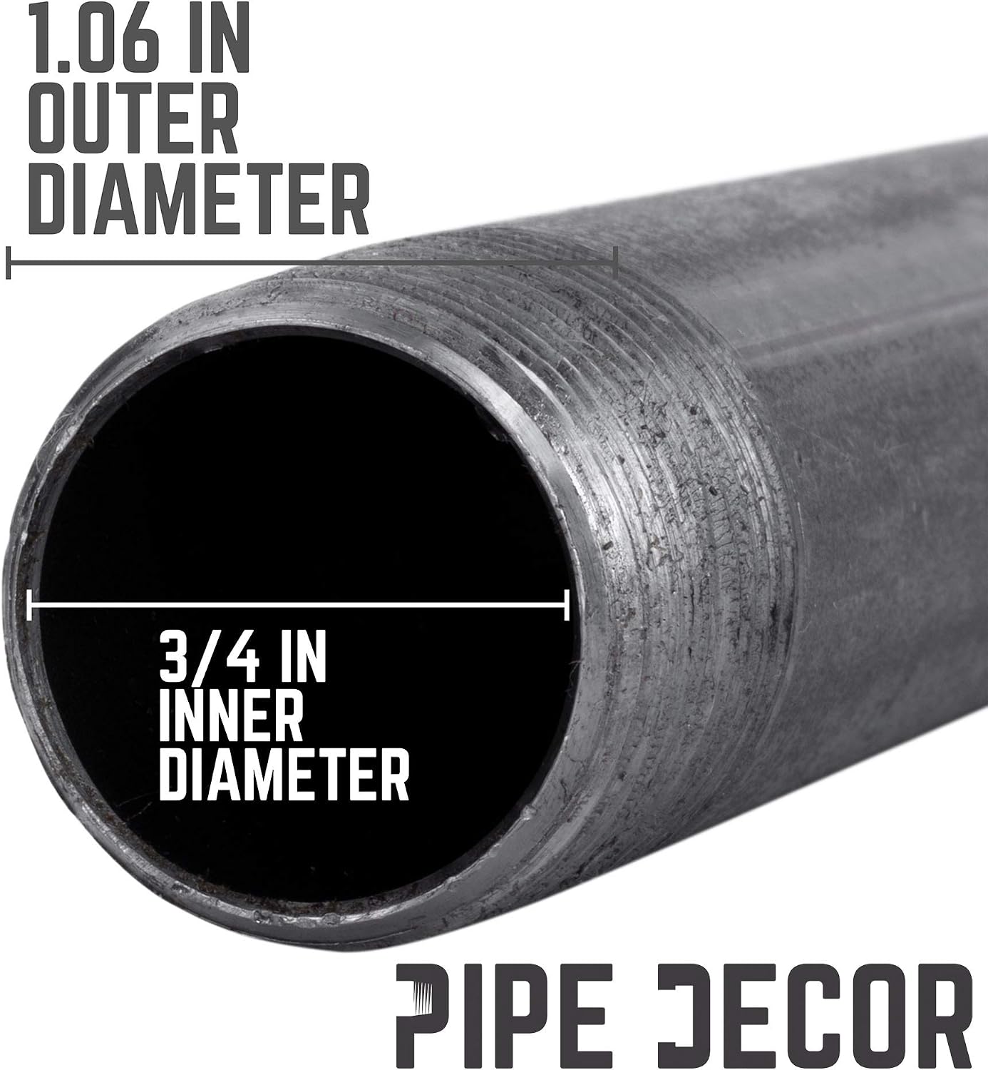 Tubo plomería acero negro 1x60pulg pack 4 gris acero