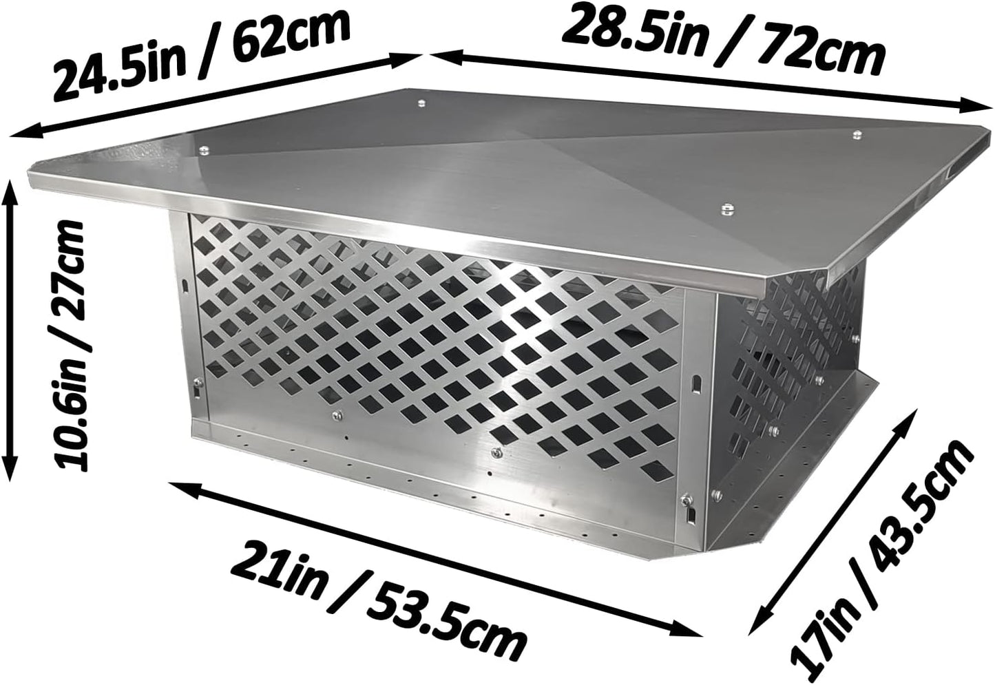 Tapa chimenea 17x21pulg ajustable para baldosas arcilla