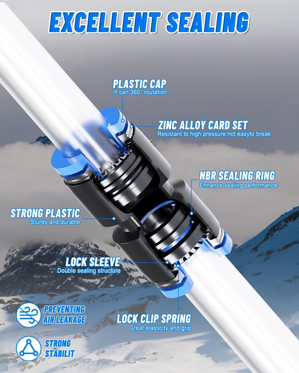 Kit manguera aire 1/8-1/2 pulg con conectores