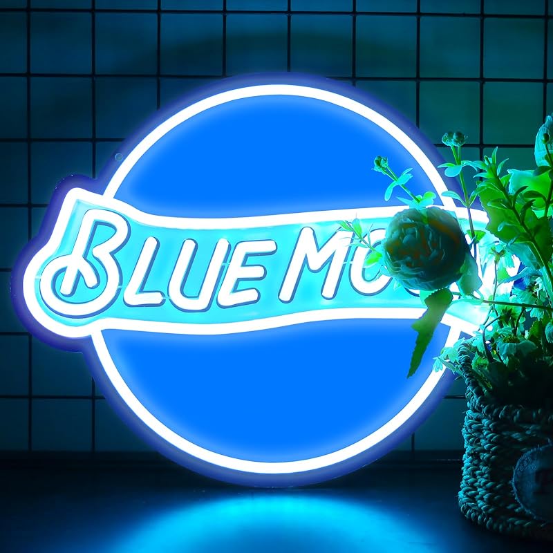 Letrero Neón Luna Azul para Decoración Dormitorio Bar Pub