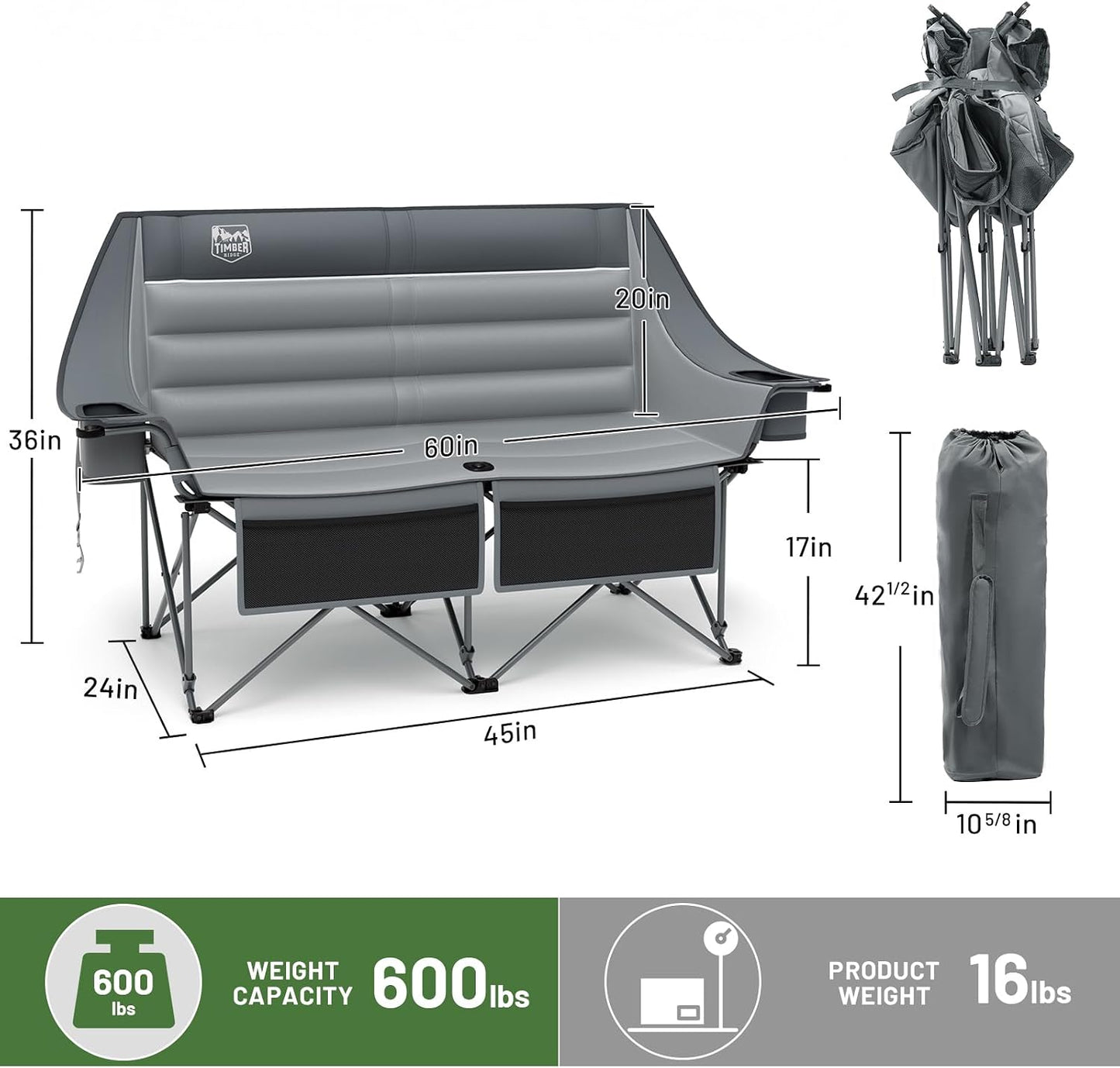 Silla campamento doble plegable para exteriores servicio