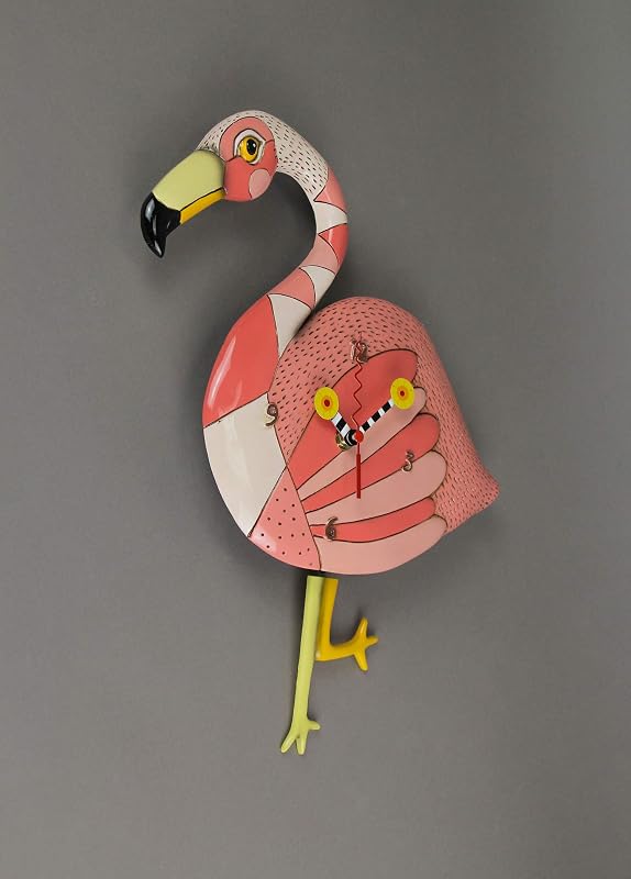 Reloj pared con péndulo flamenco rosa