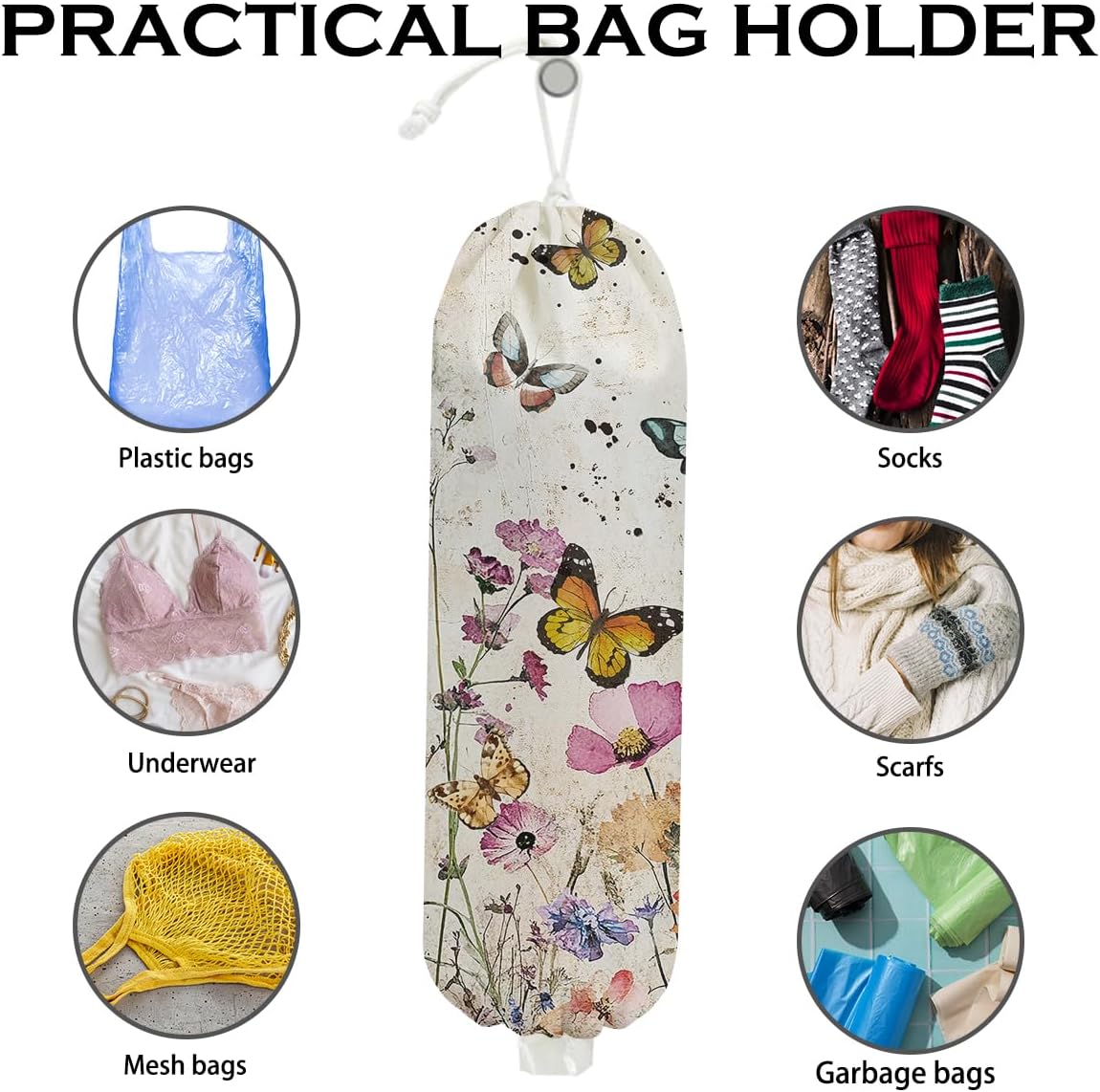 2 Soportes bolsas plástico reutilizables diseño mariposas