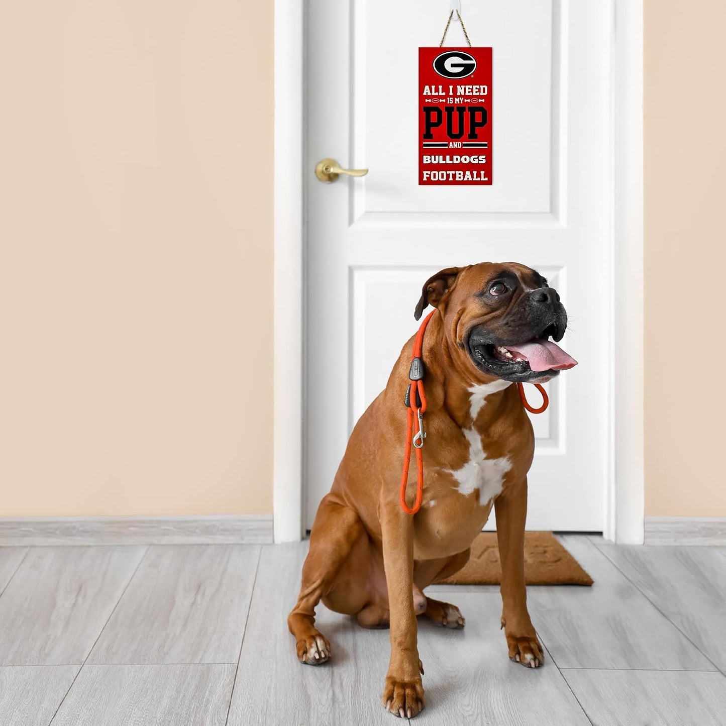 Letrero NCAA Georgia Bulldogs Pup y Football Madera Impermeable