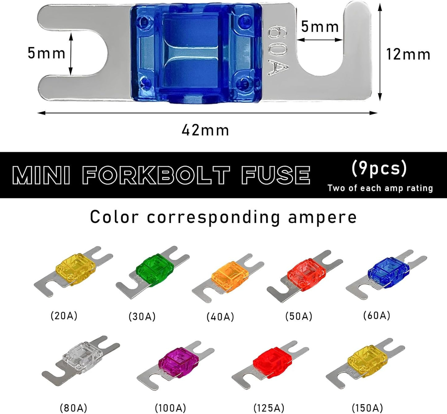 Set 9 fusibles ANL plateados 20A-150A repuesto audio video