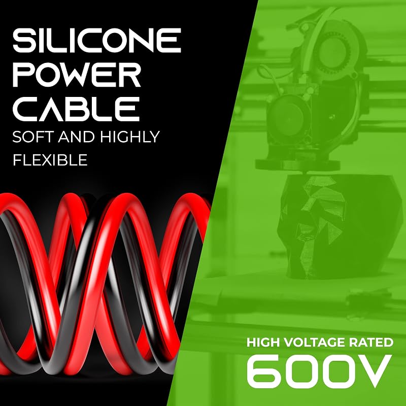 Cable silicona alta temp 12 AWG 1250 ft negro/rojo 600V