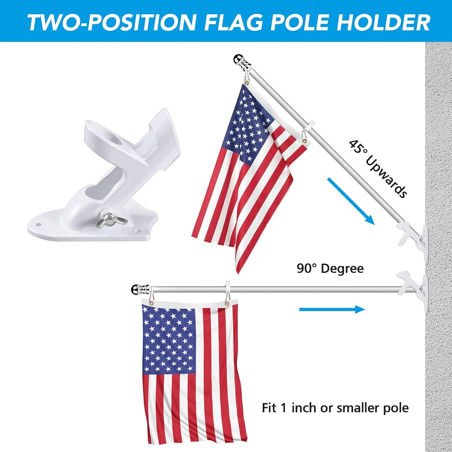Soporte bandera aluminio resistente montaje pared 1pulg