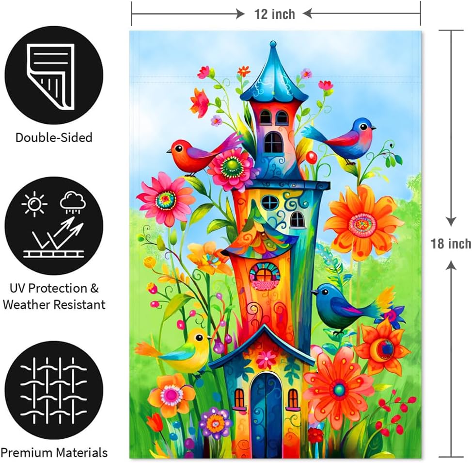 Bandera jardín pájaros 12x18pulg doble cara