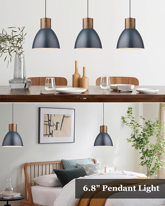 Lámpara colgante madera maciza y metal ajustable cocina bar
