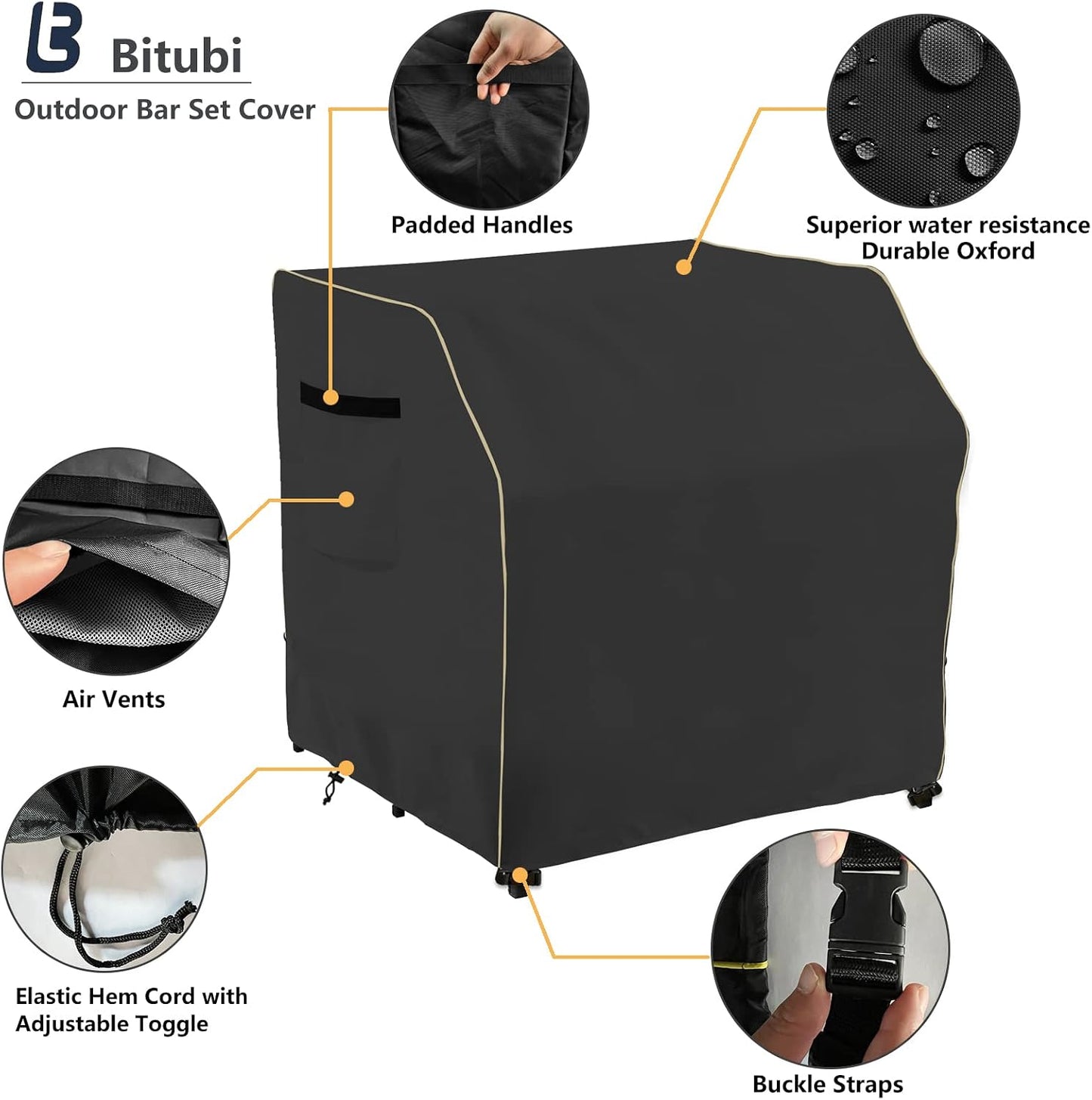 Set bar exterior 41" cubierta tela 600D negro