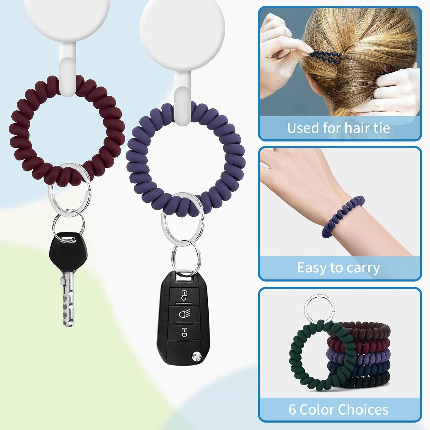 Llavero en espiral pulsera elástica para muñeca impermeable