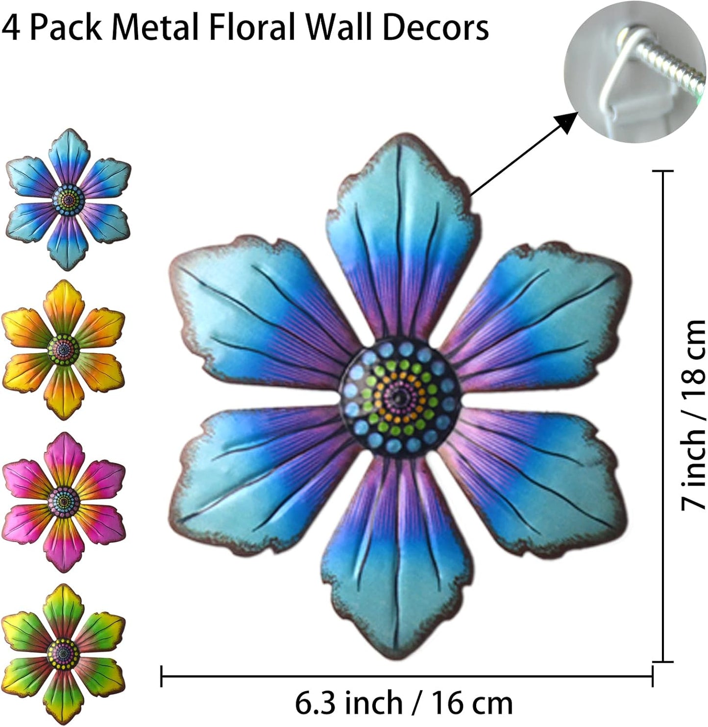 Arte pared flores metal decoración interiores exteriores