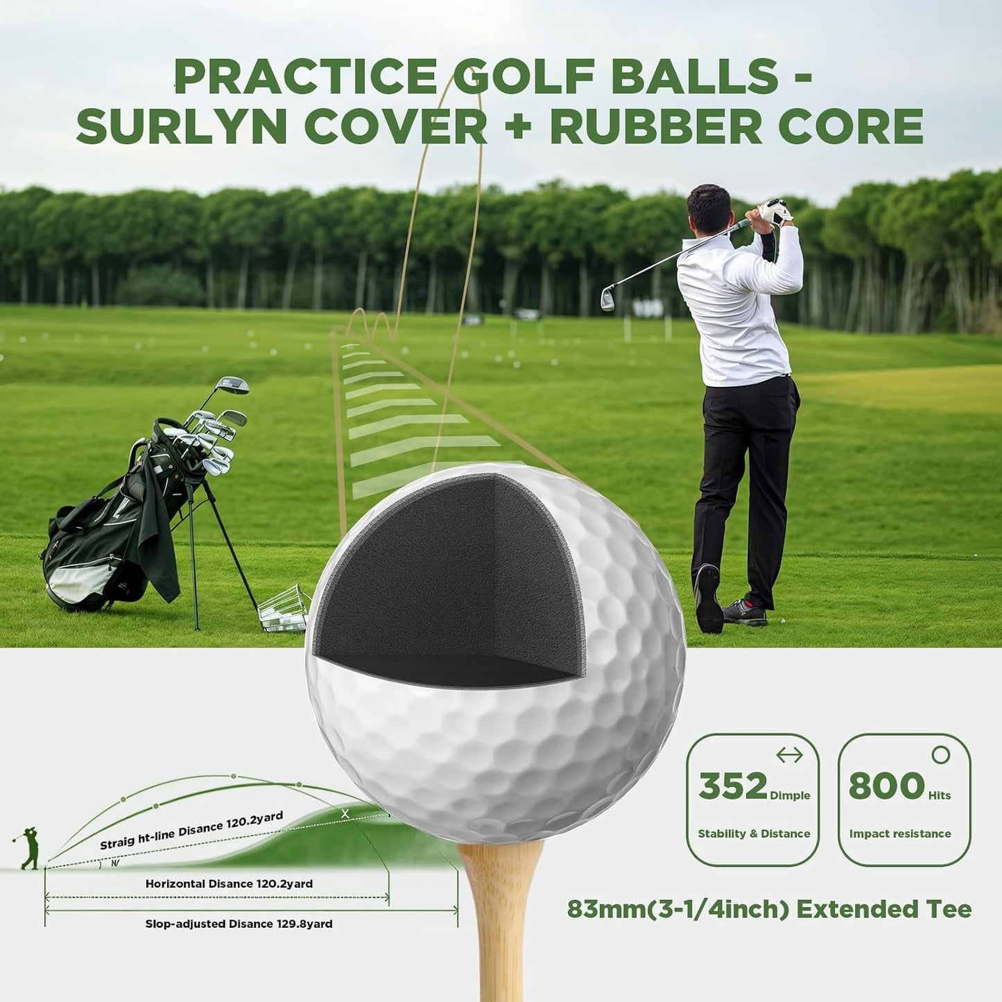 Set Accesorios Golf Funda PU Bolas Palos y Medidor