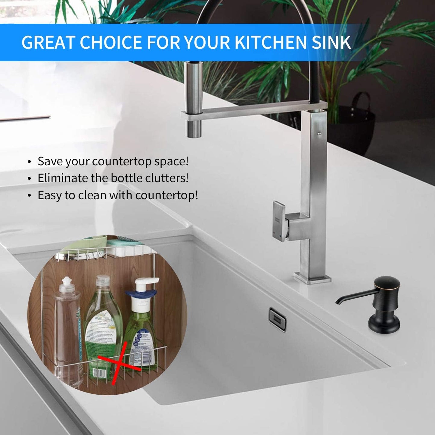 Dispensador jabón cocina acero inox con botella