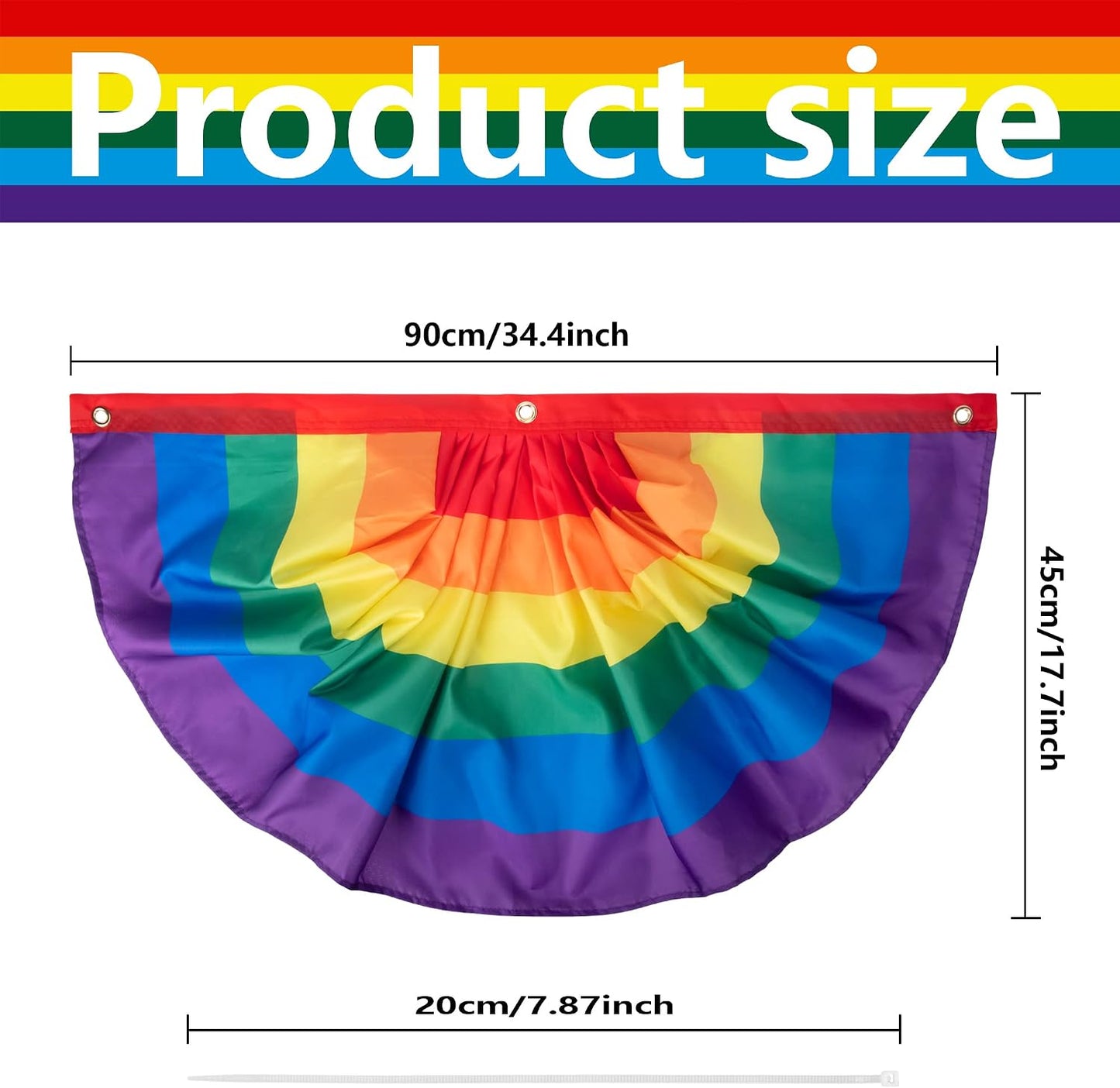 Bandera plisada arcoíris 3x1.5ft poliéster 10uds