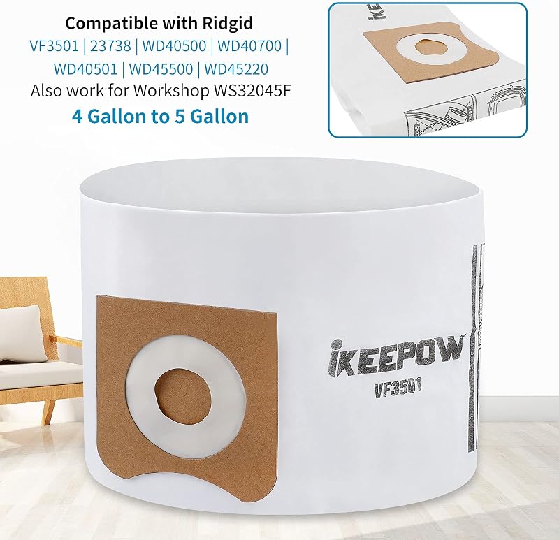Bolsas aspiradora compatibles Ridgid 3-4.5gal paquete VF3501